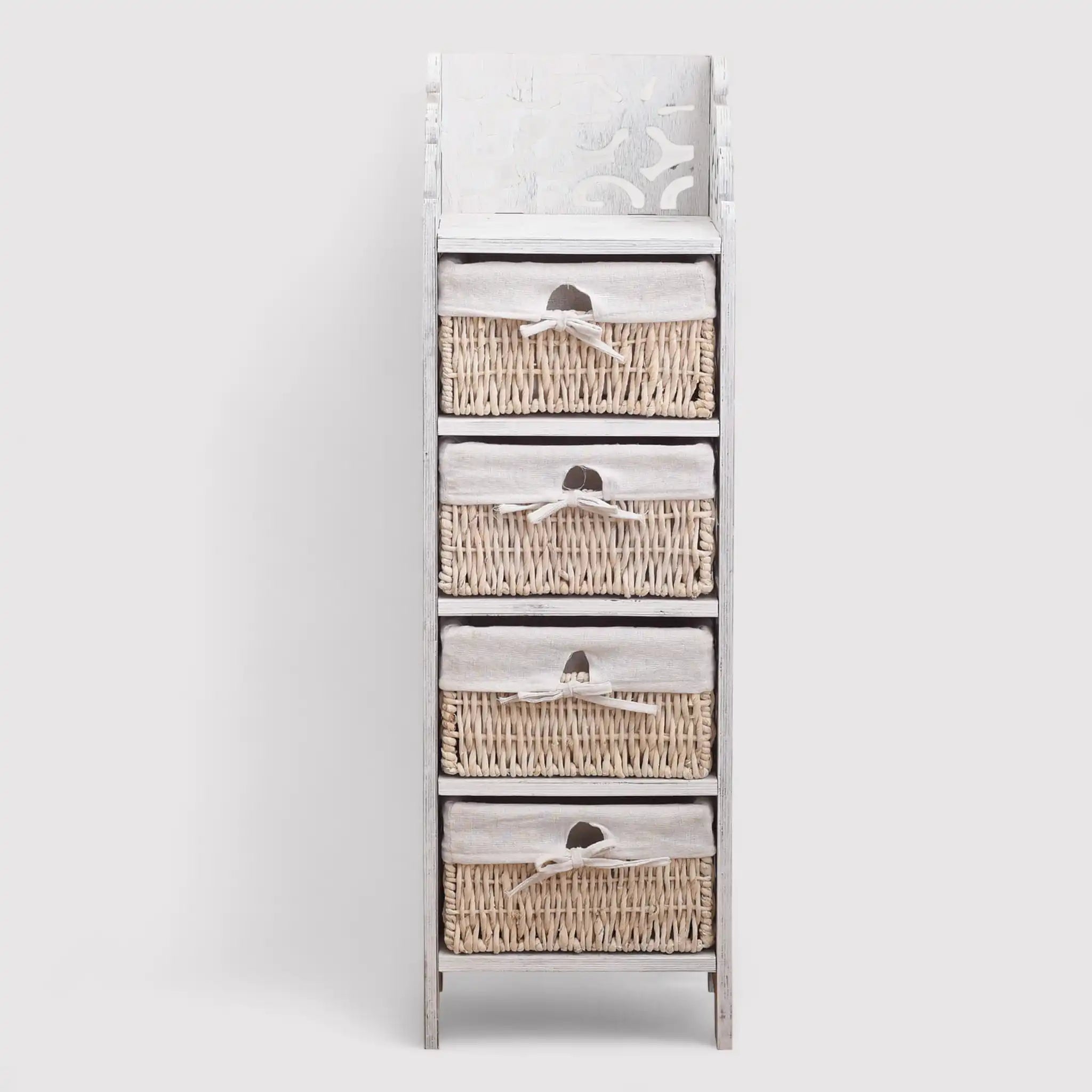 Rosa - Cassettiera barocca con 4 cestini e alzatina intagliata