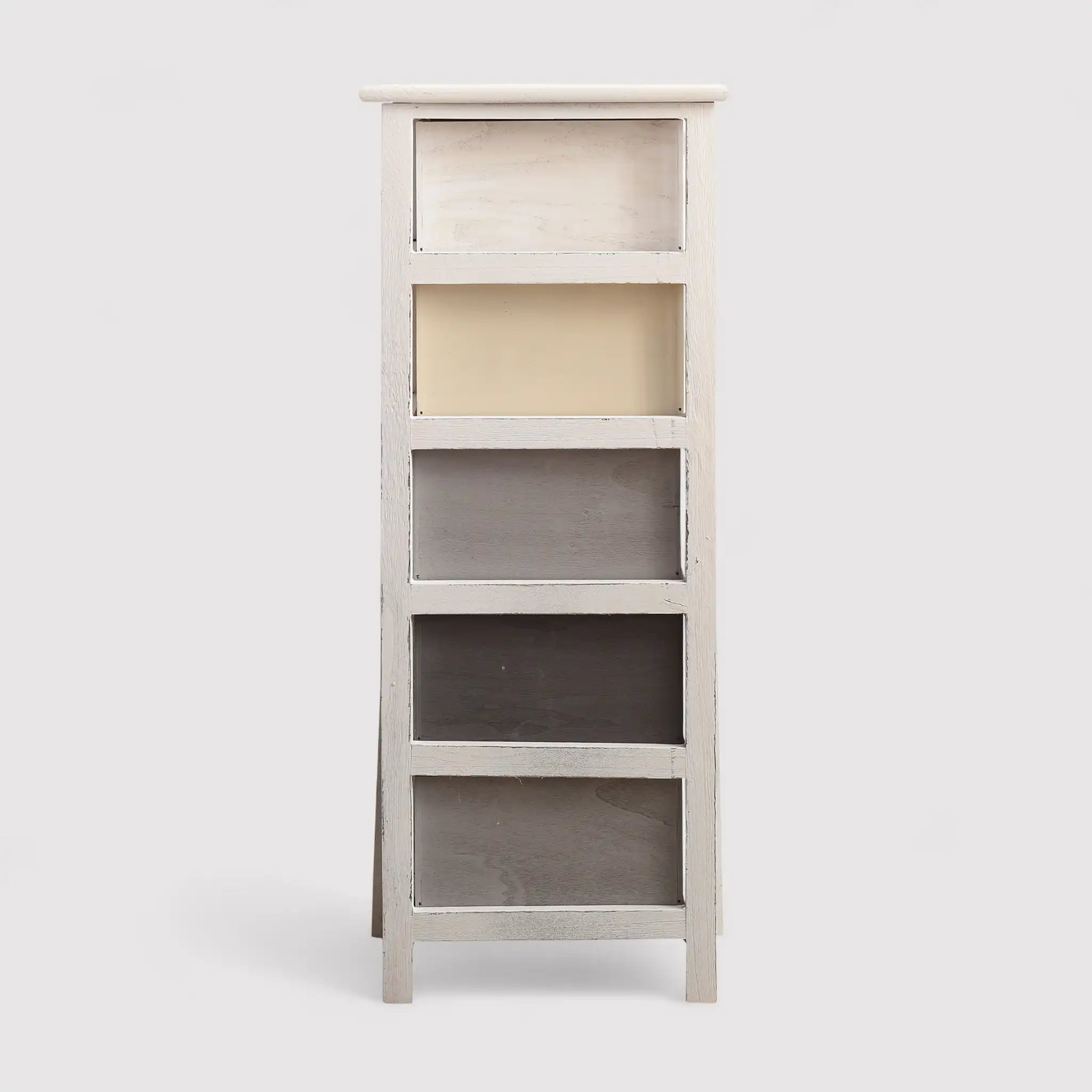 Lilla - Cassettiera stile shabby con pomelli a cuore e 5 cassetti