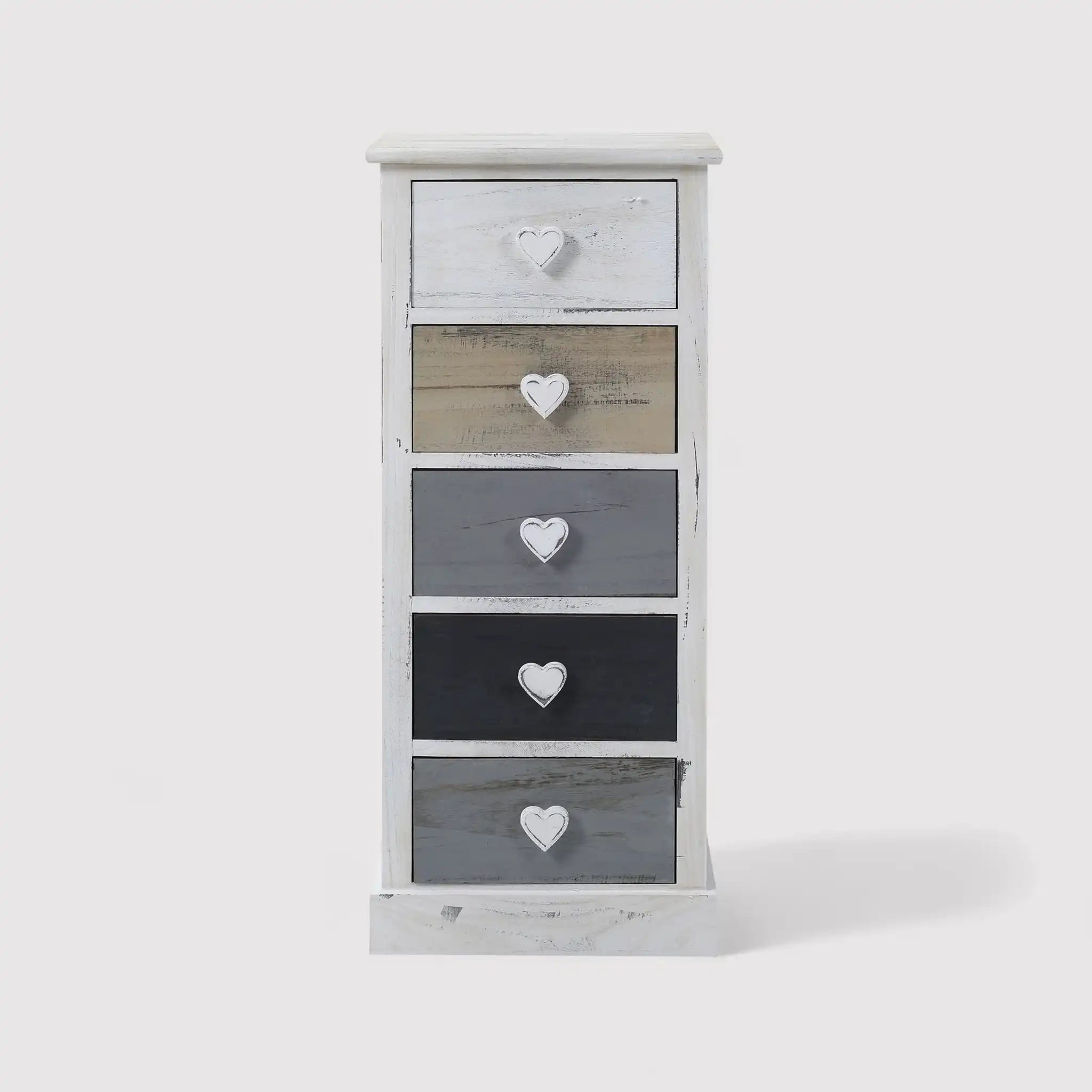 Commode shabby chic colorée avec 5 tiroirs