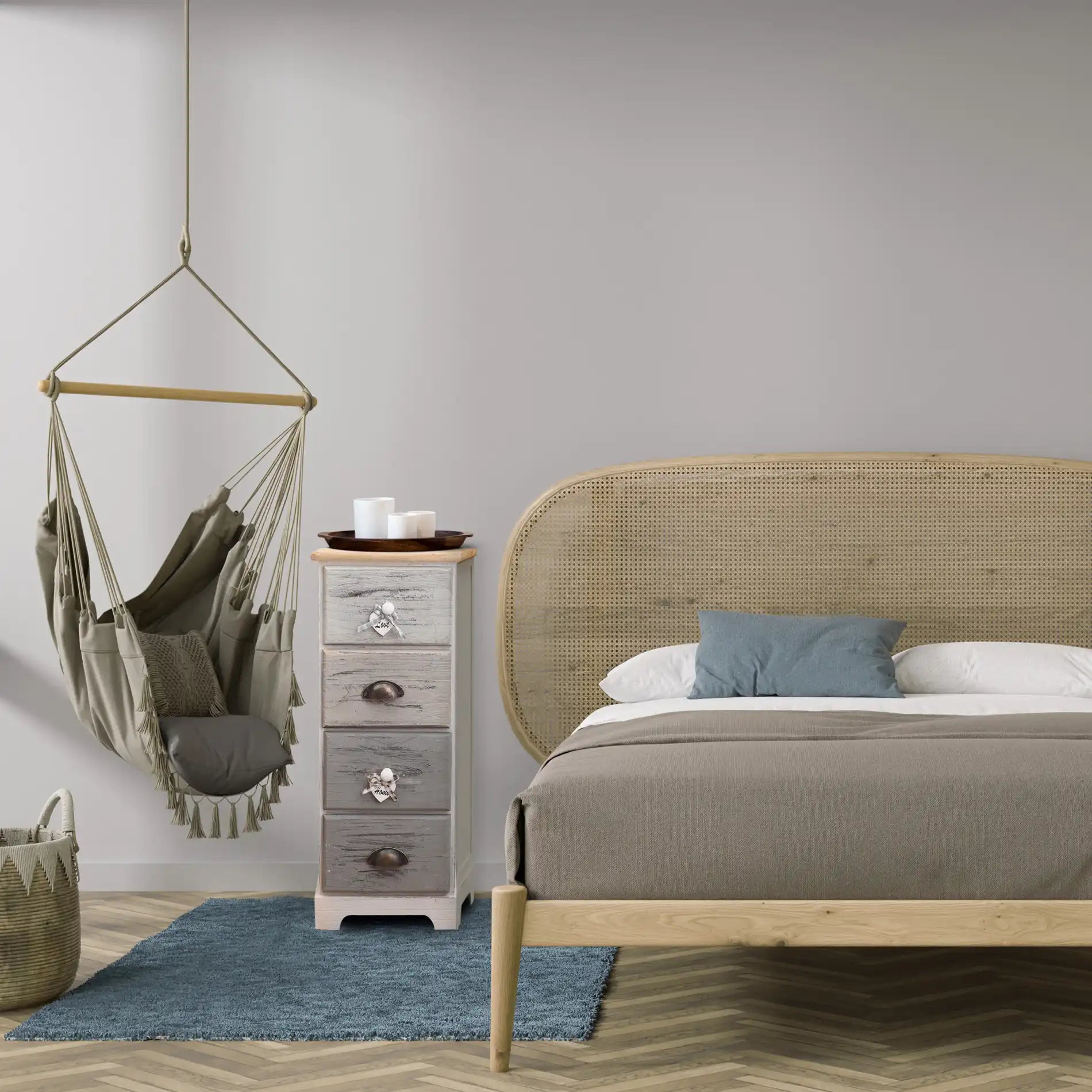 Protea - Piccola cassettiera con 4 cassetti in stile marinaro