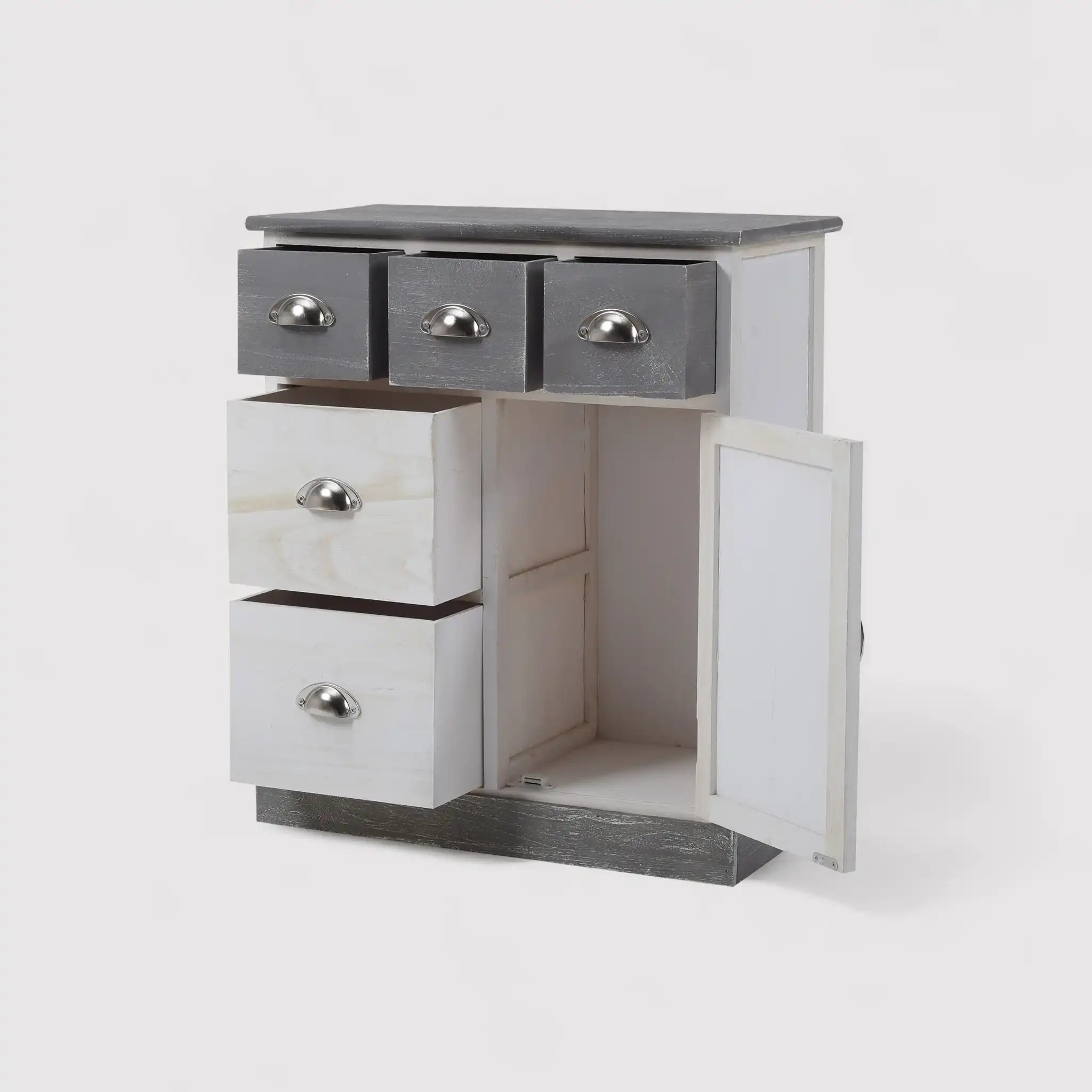 Armoire de style vintage avec 5 tiroirs et 1 porte