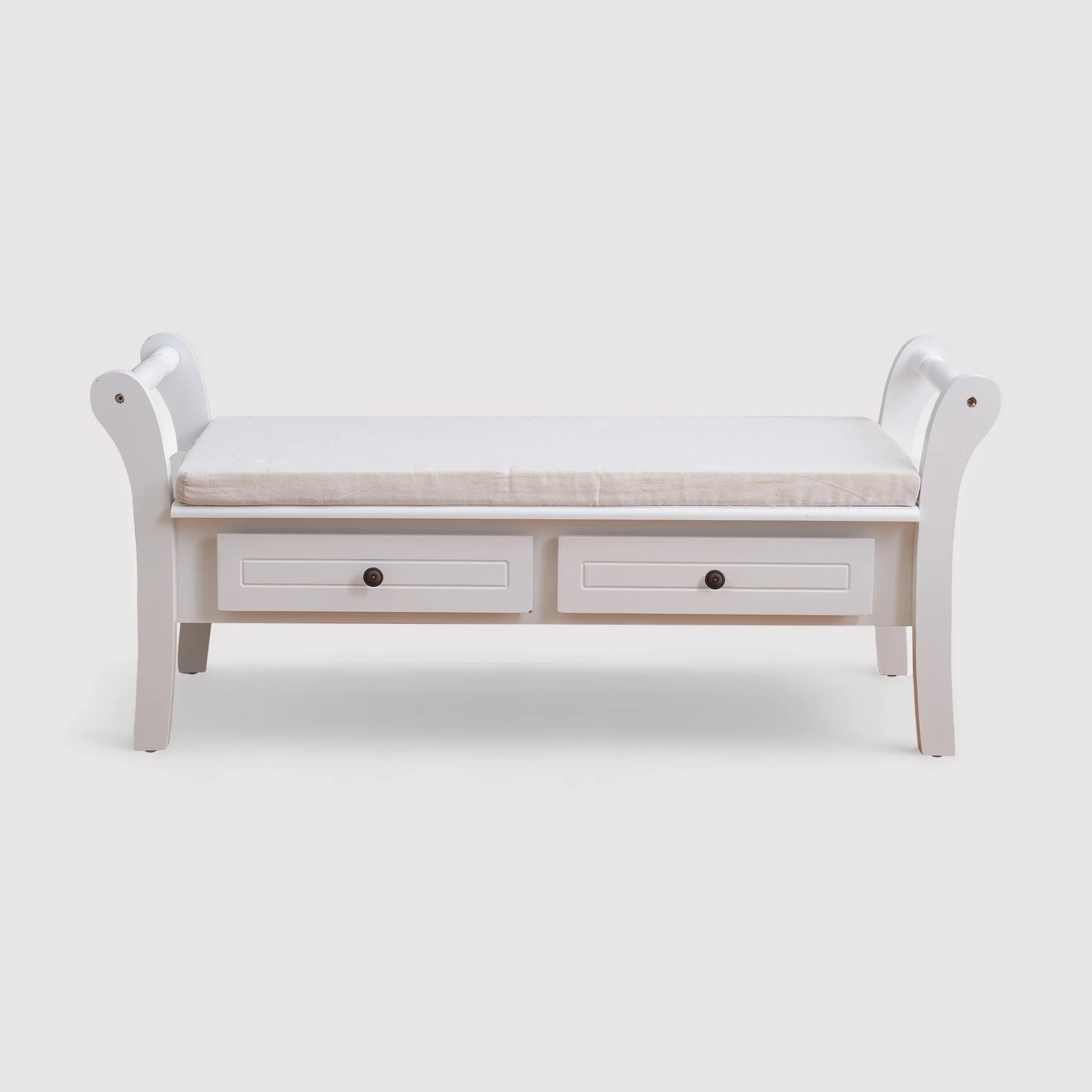 Petit banc d'intérieur blanc de style classique - Paulinia