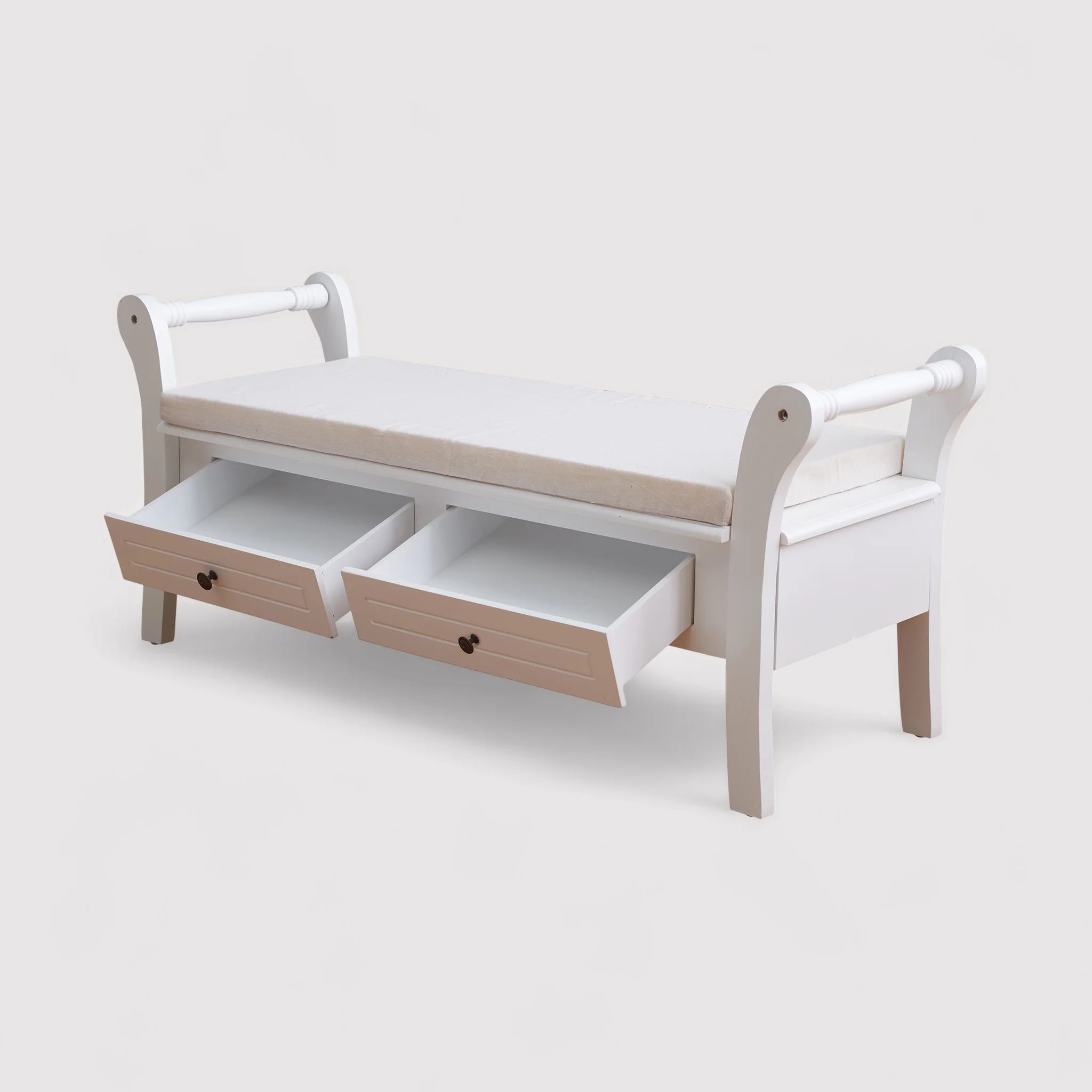 Petit banc d'intérieur blanc de style classique - Paulinia