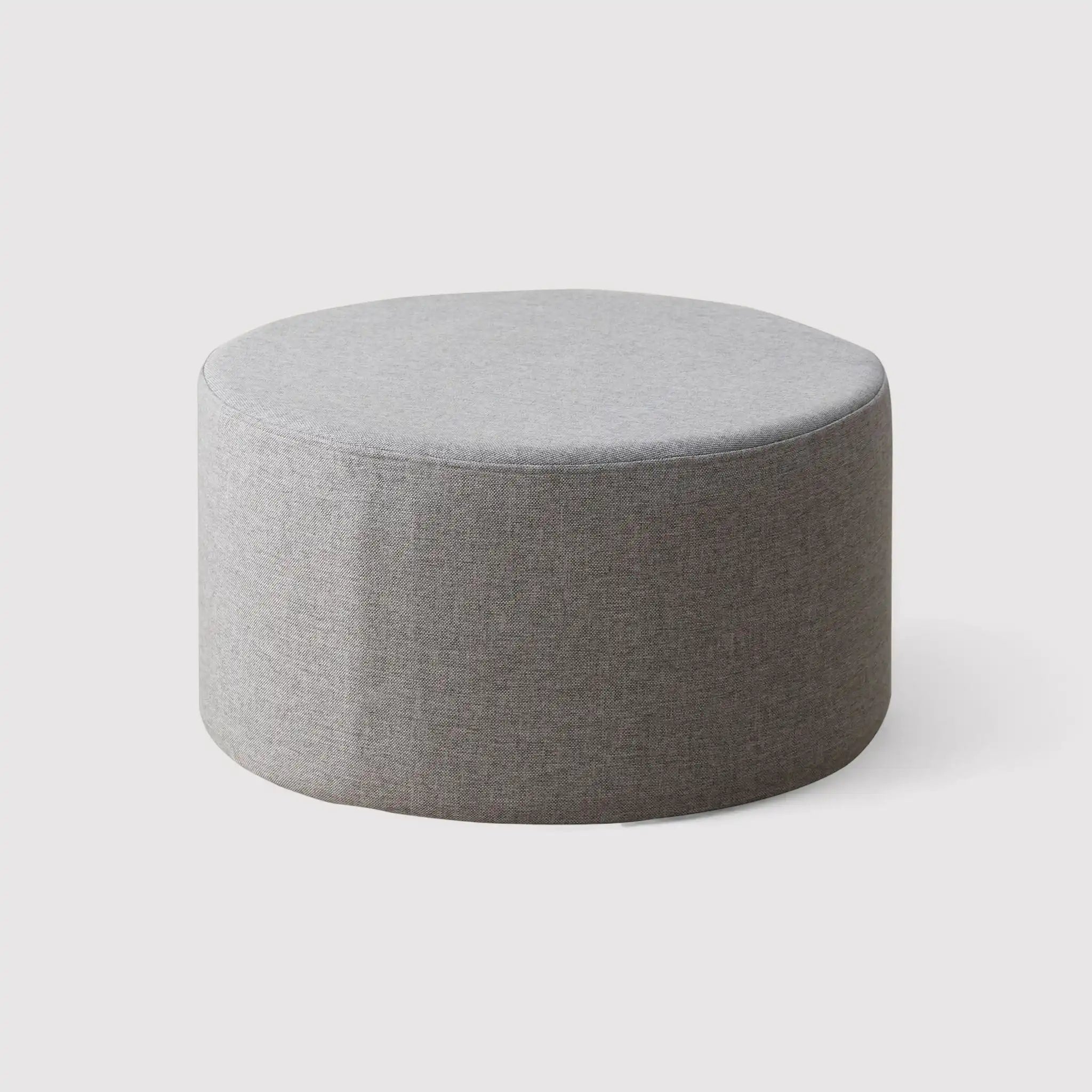 Galearis - Pouf poggiapiedi grigio rotondo in tessuto imbottito