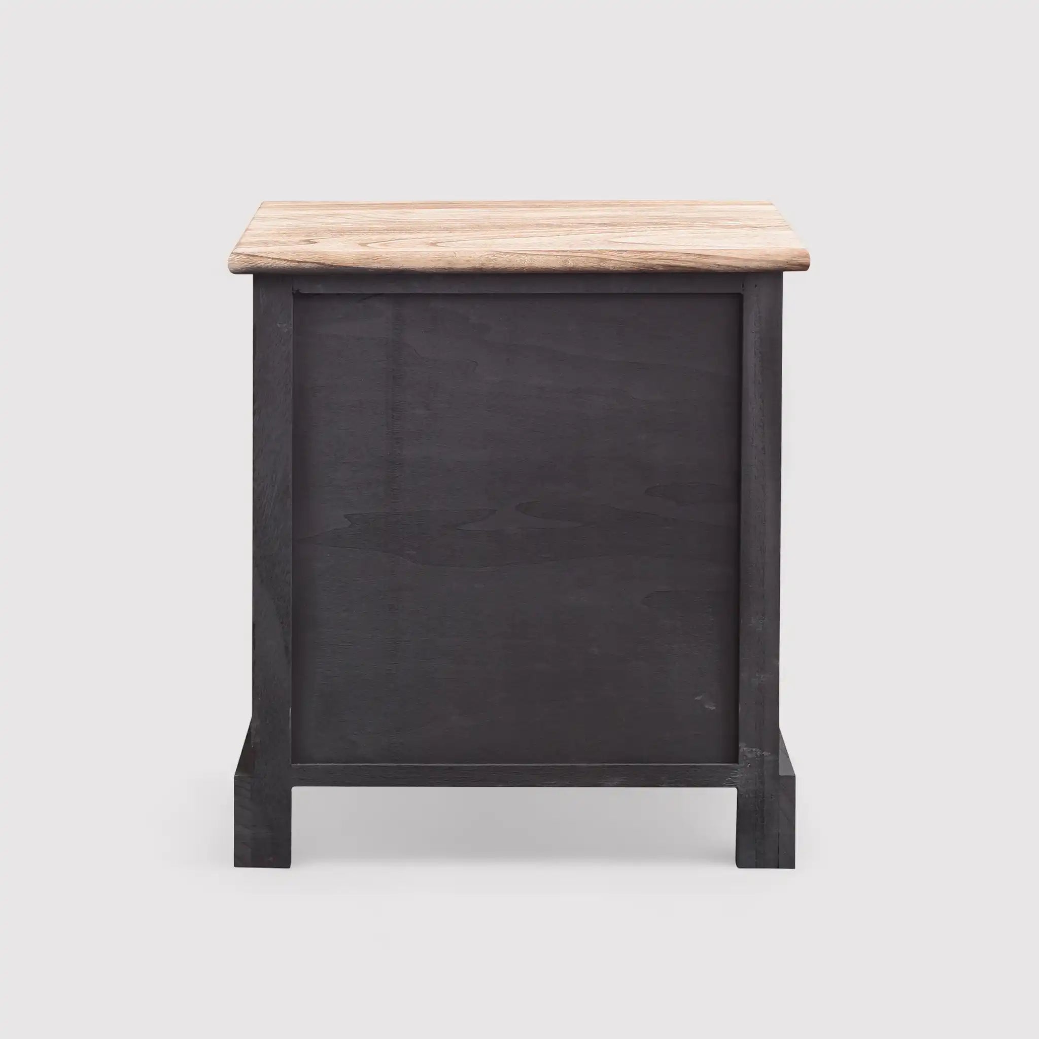 Petite table de chevet industrielle noire et marron avec 2 tiroirs