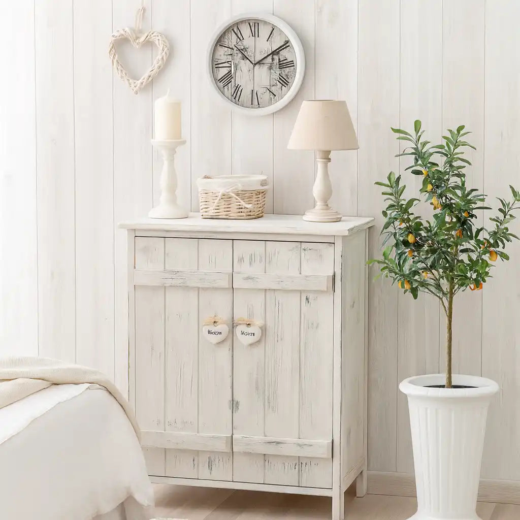 Veronica - Mobiletto per bagno shabby con 2 ante bianco decapato