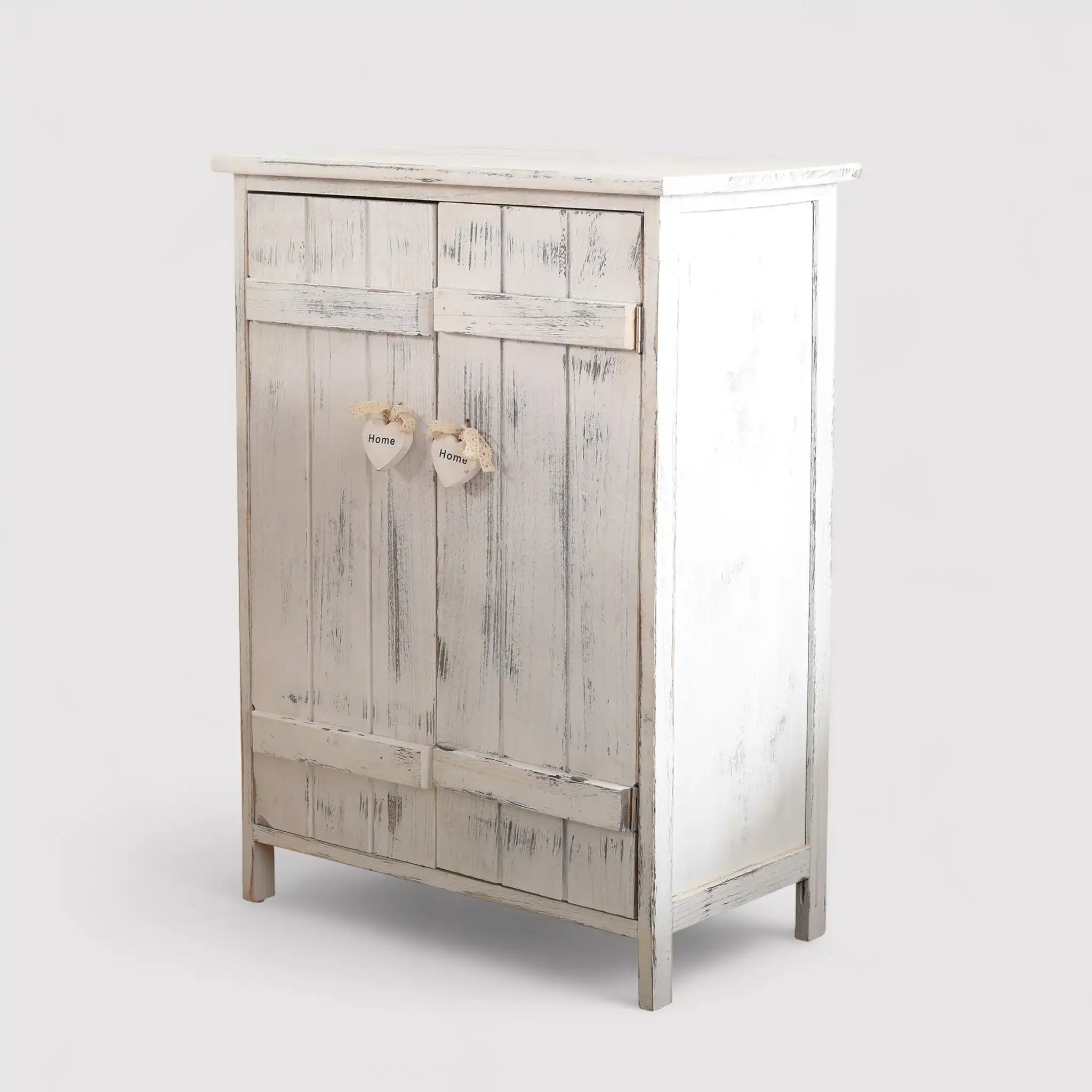 Veronica - Mobiletto per bagno shabby con 2 ante bianco decapato