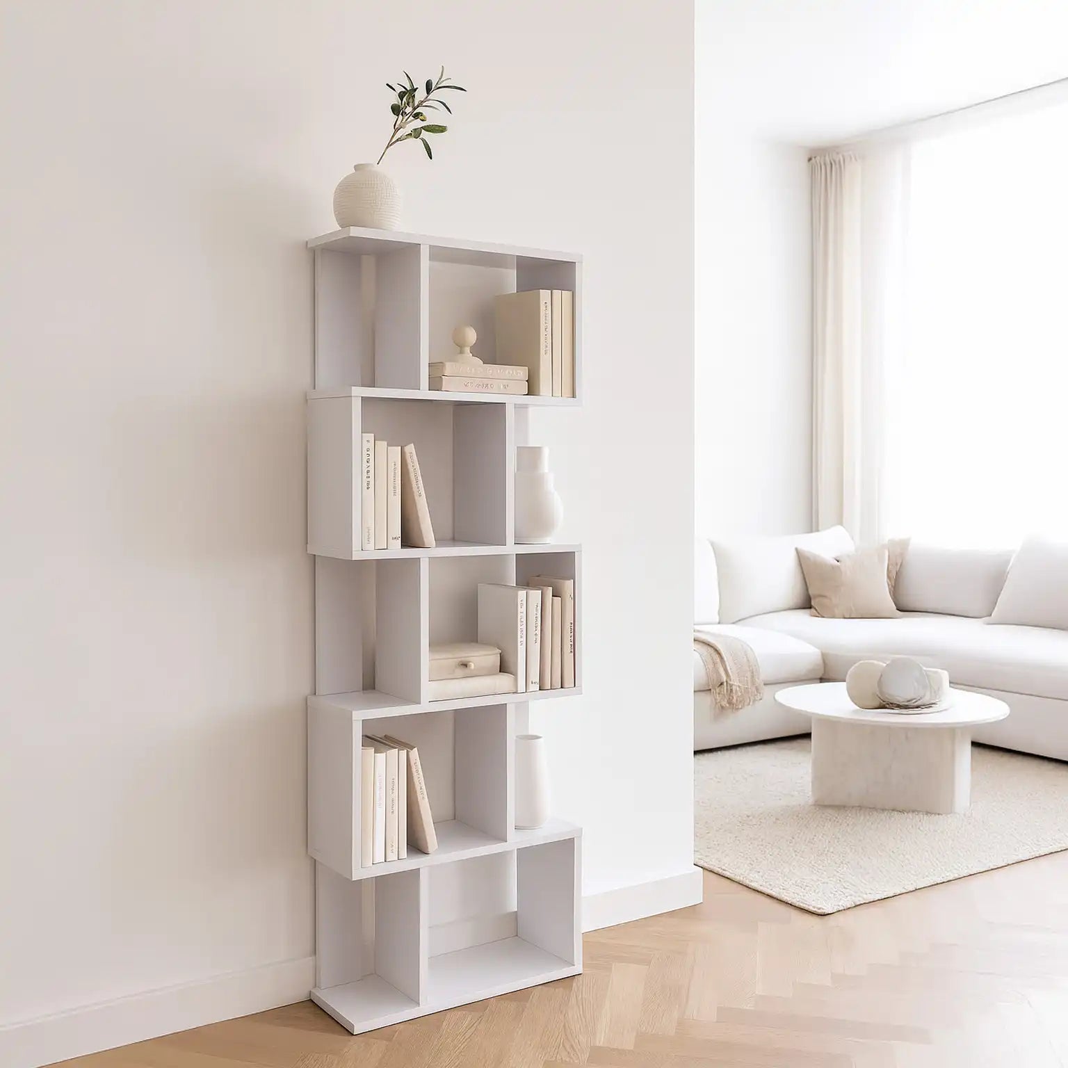 Ivy - Libreria bianca alta e stretta in stile moderno