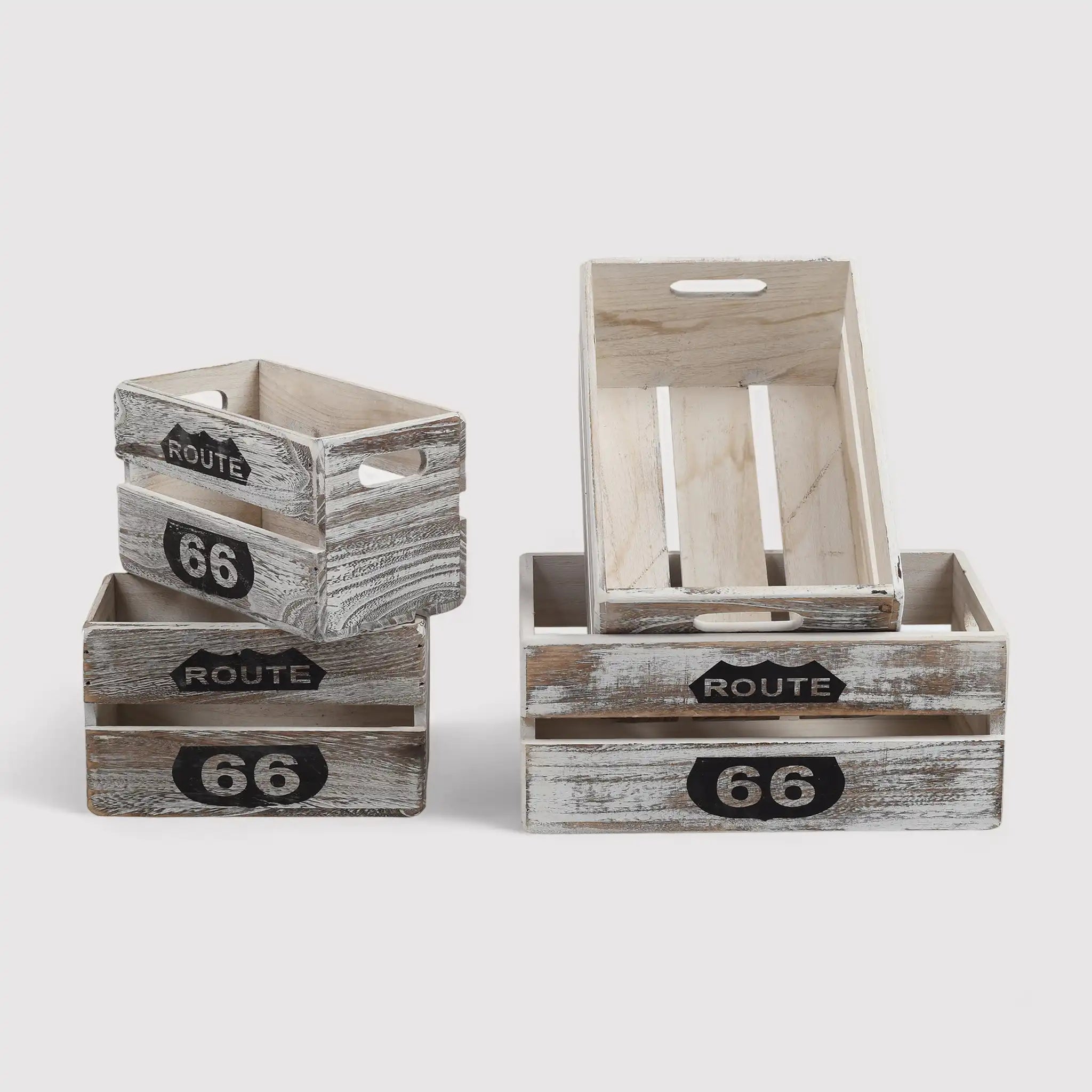 Vanda - Set di 4 cassette shabby in legno per découpage