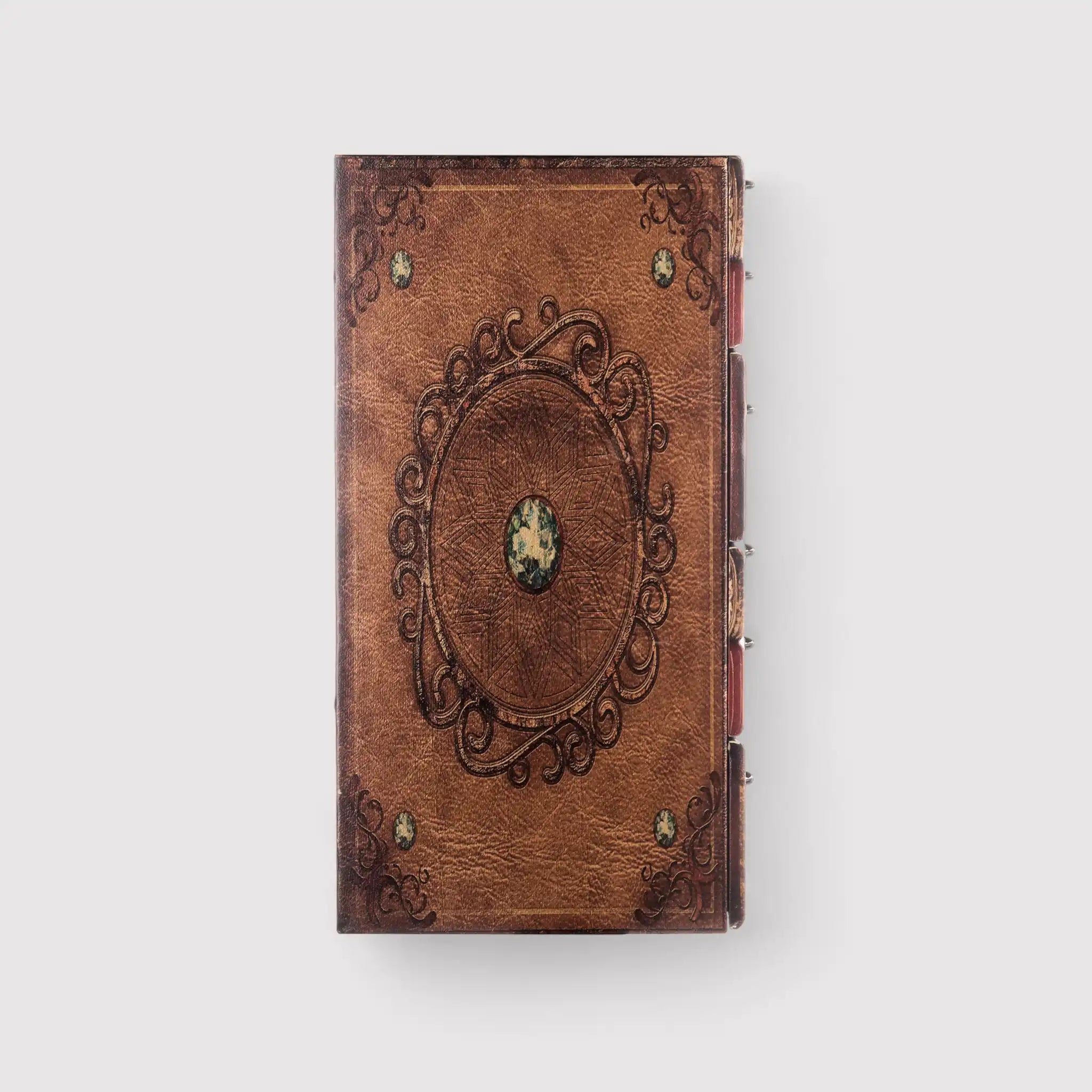 Centella - Cassettiera portagioie marrone a libro con 4 cassetti