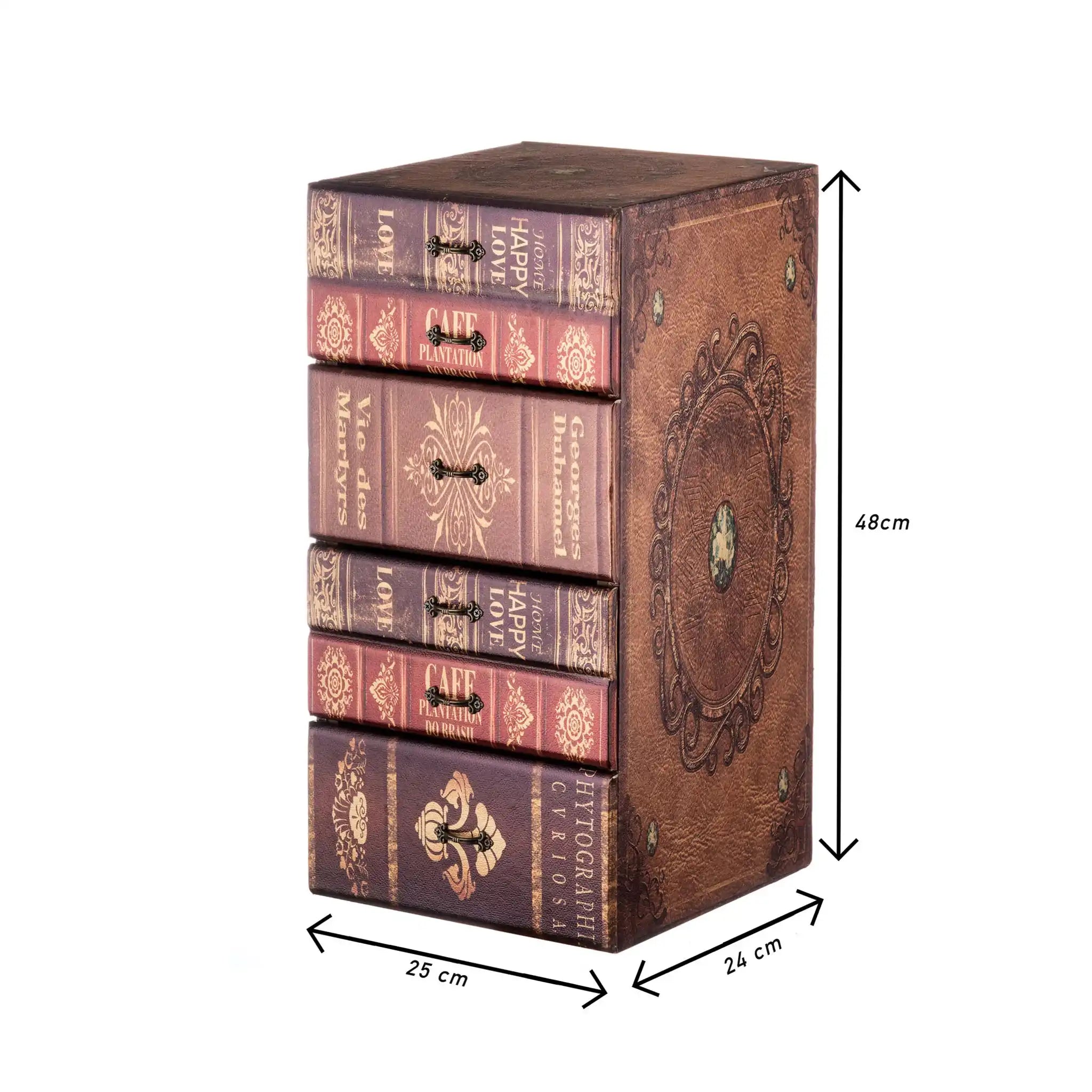 Centella - Cassettiera portagioie marrone a libro con 4 cassetti