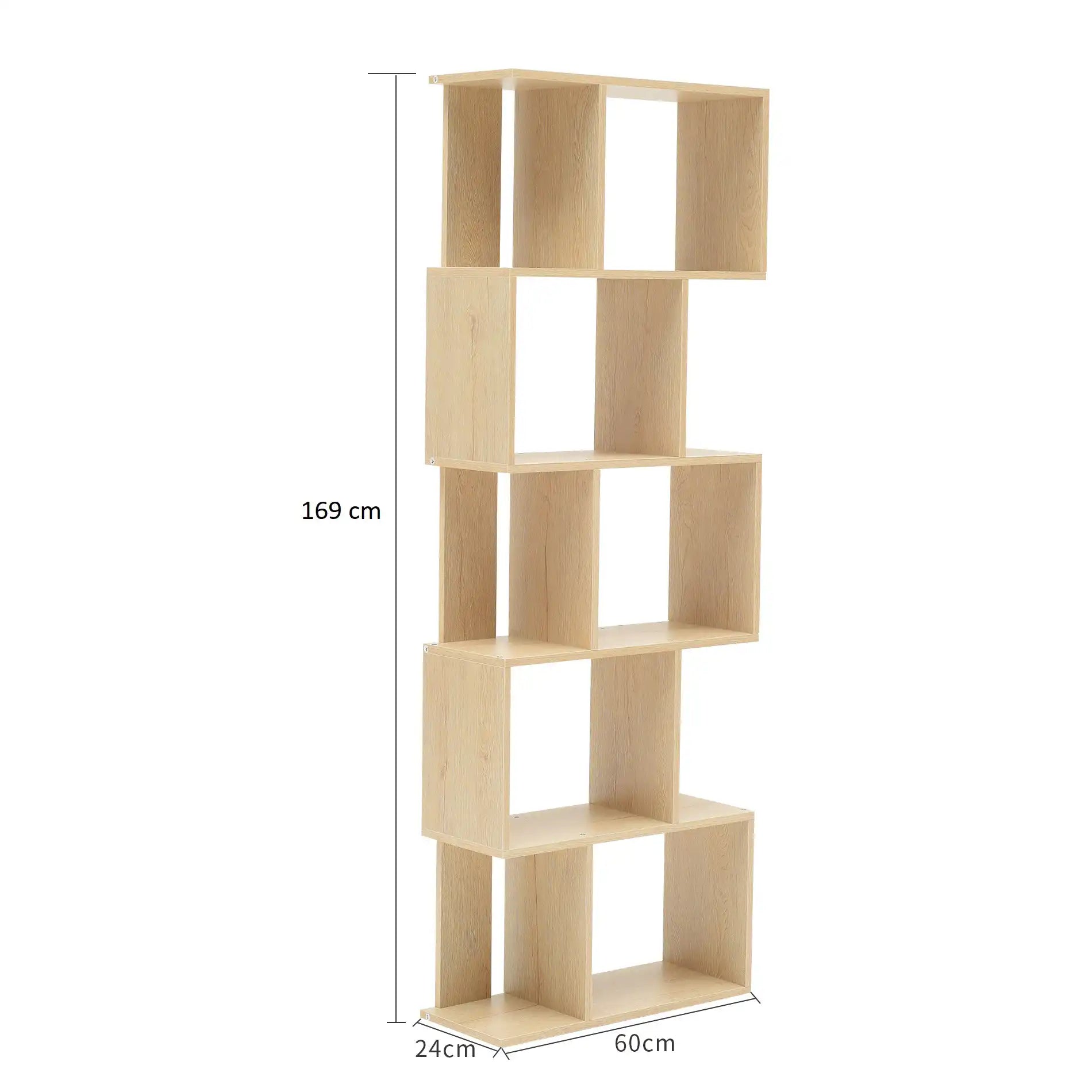Scirpus - Libreria color rovere chiaro con 5 scaffali