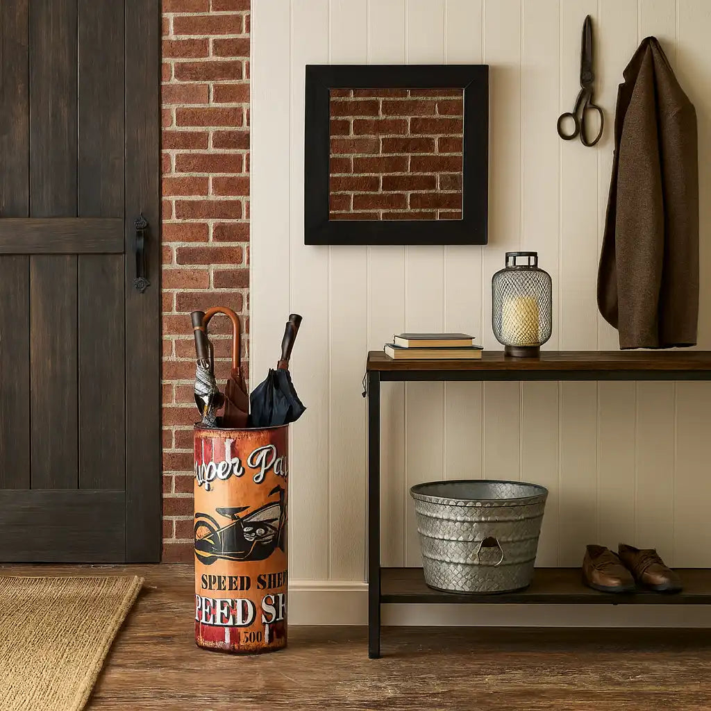 Onoclea - Portaombrelli tondo giallo in stile vintage