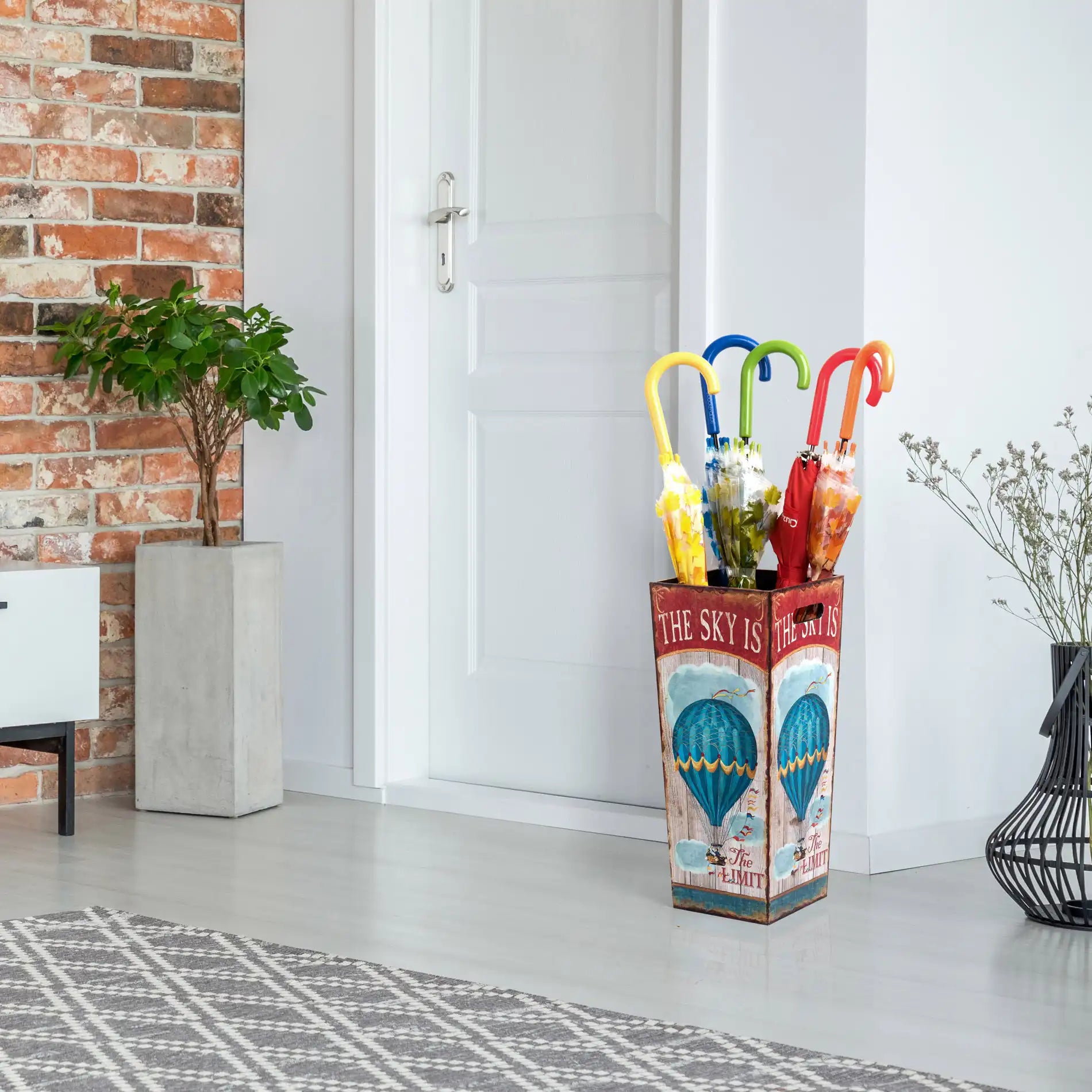 Hevea - Portaombrelli bianco rosso e azzurro in stile moderno