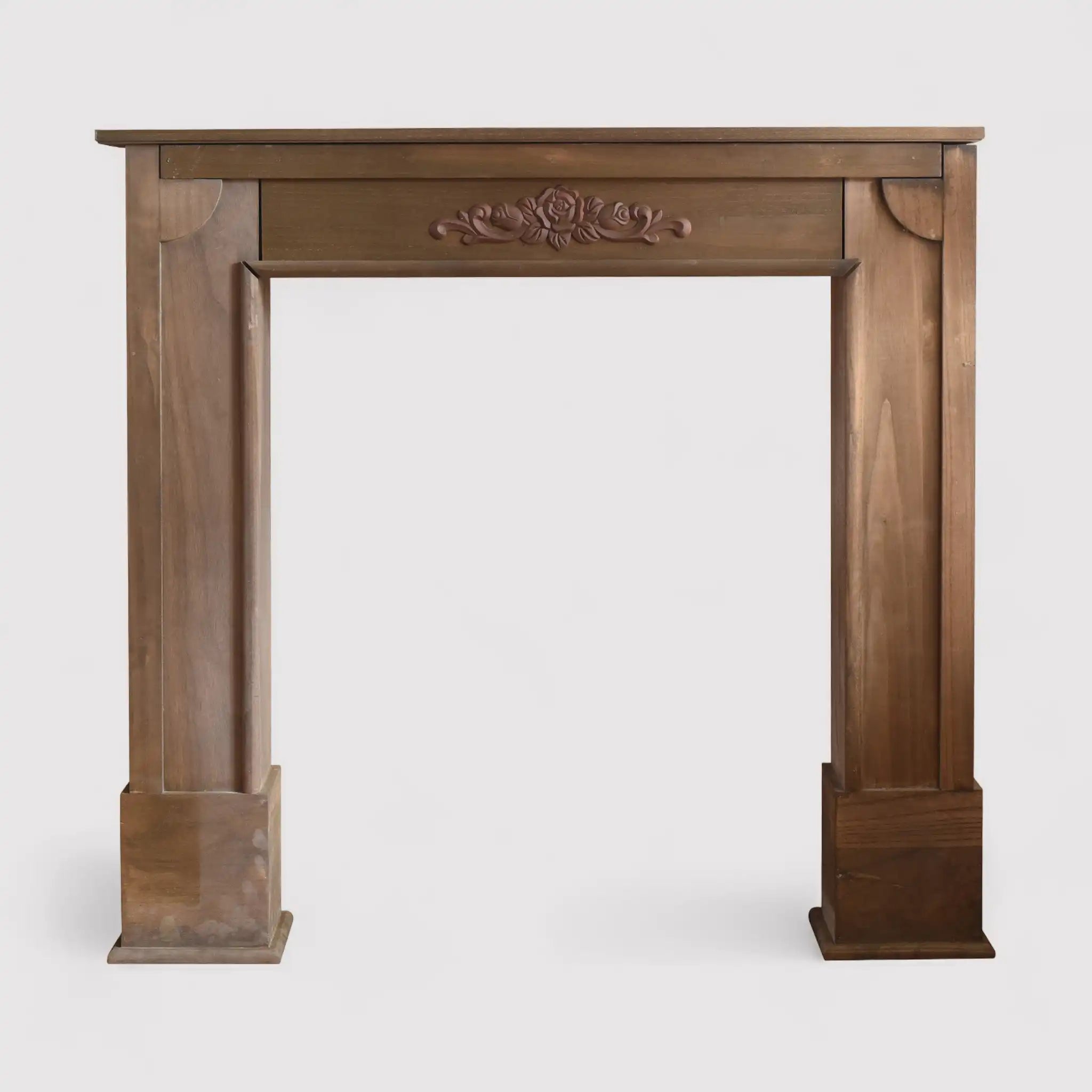 Girasole - Cornice camino in stile vintage in legno marrone