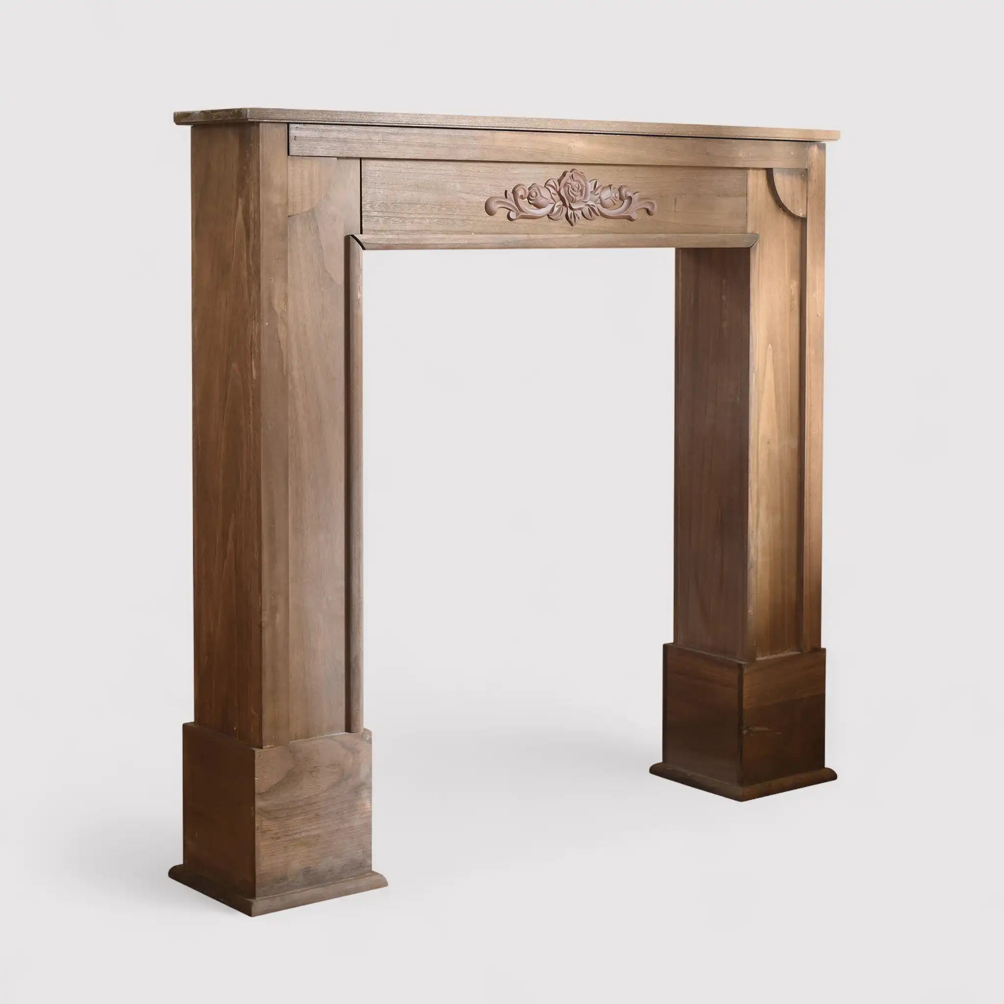 Girasole - Cornice camino in stile vintage in legno marrone