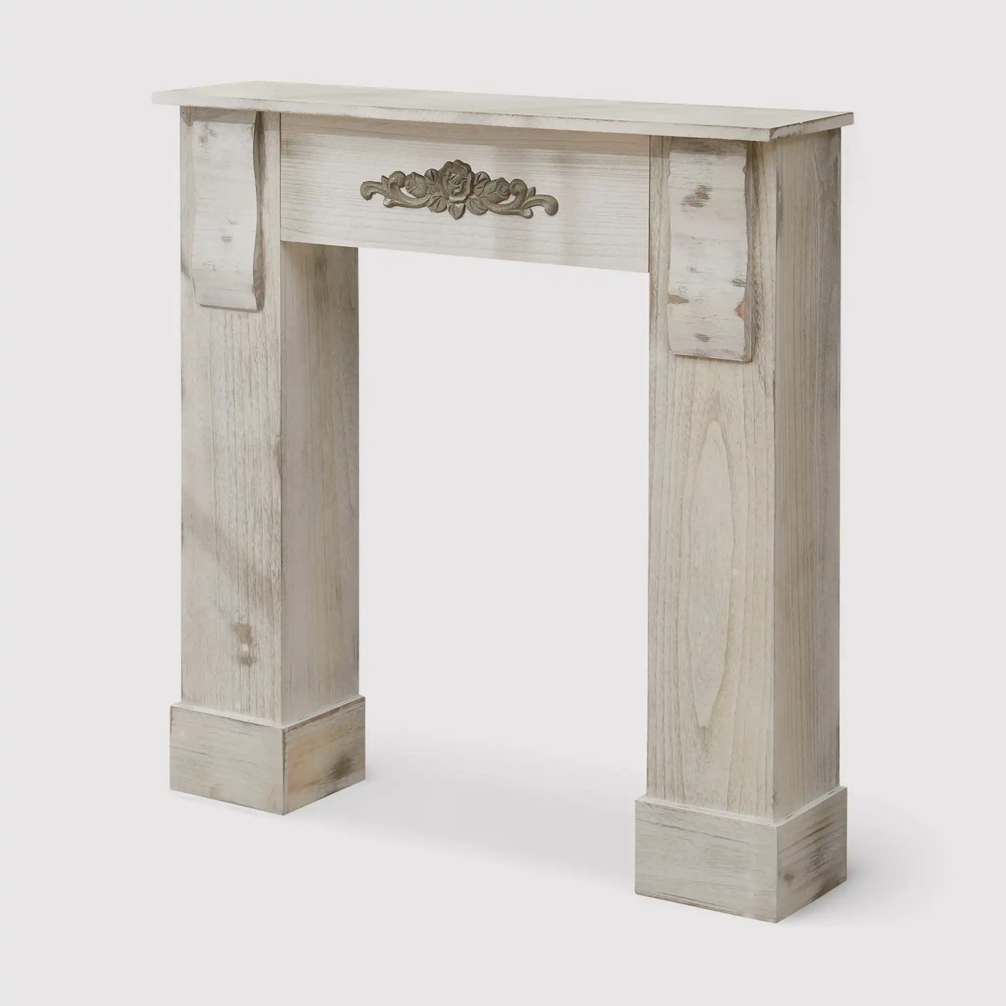 Ailanto - Cornice camino decorativa grigia in stile shabby