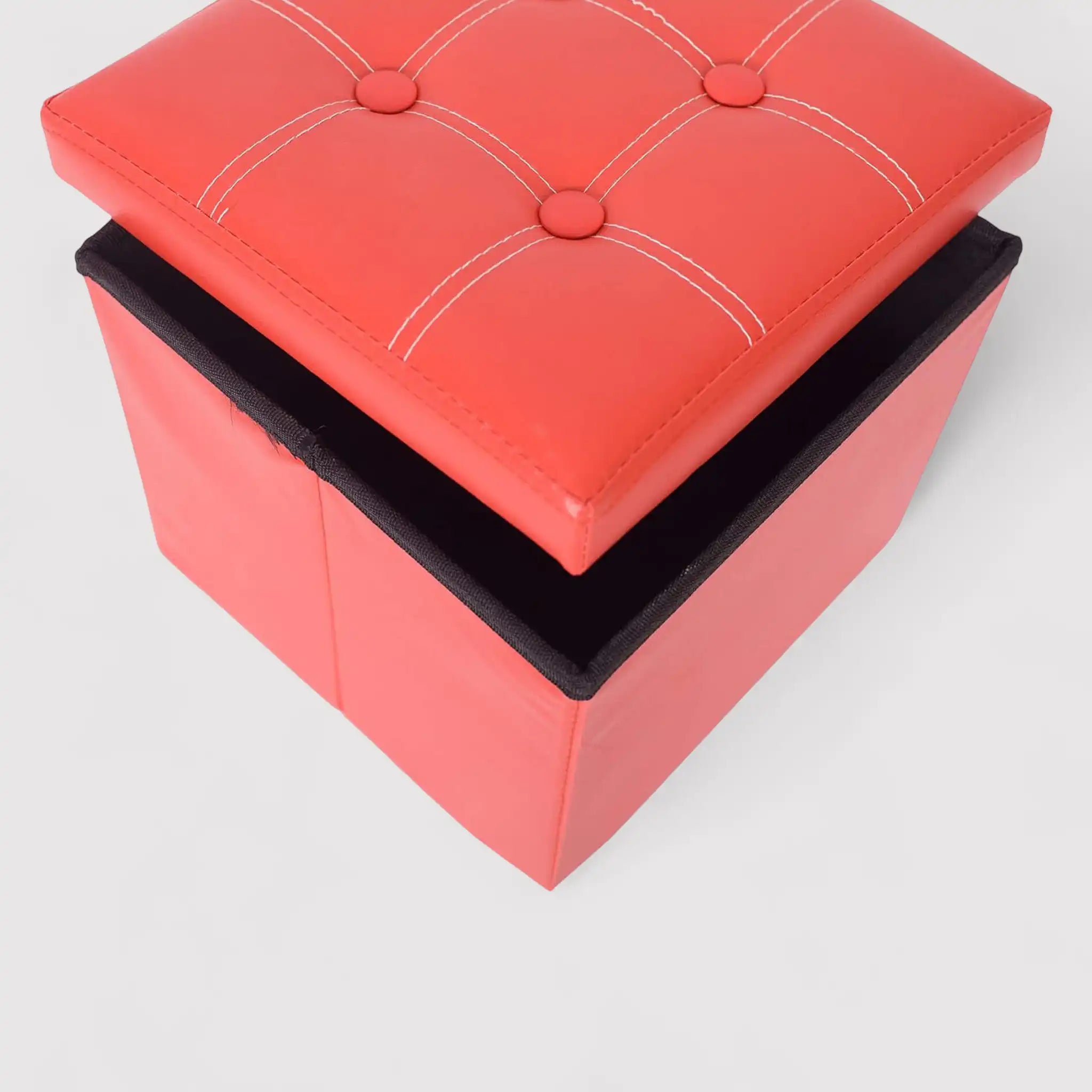 Gaura - Pouf rosso contenitore imbottito a forma di cubo