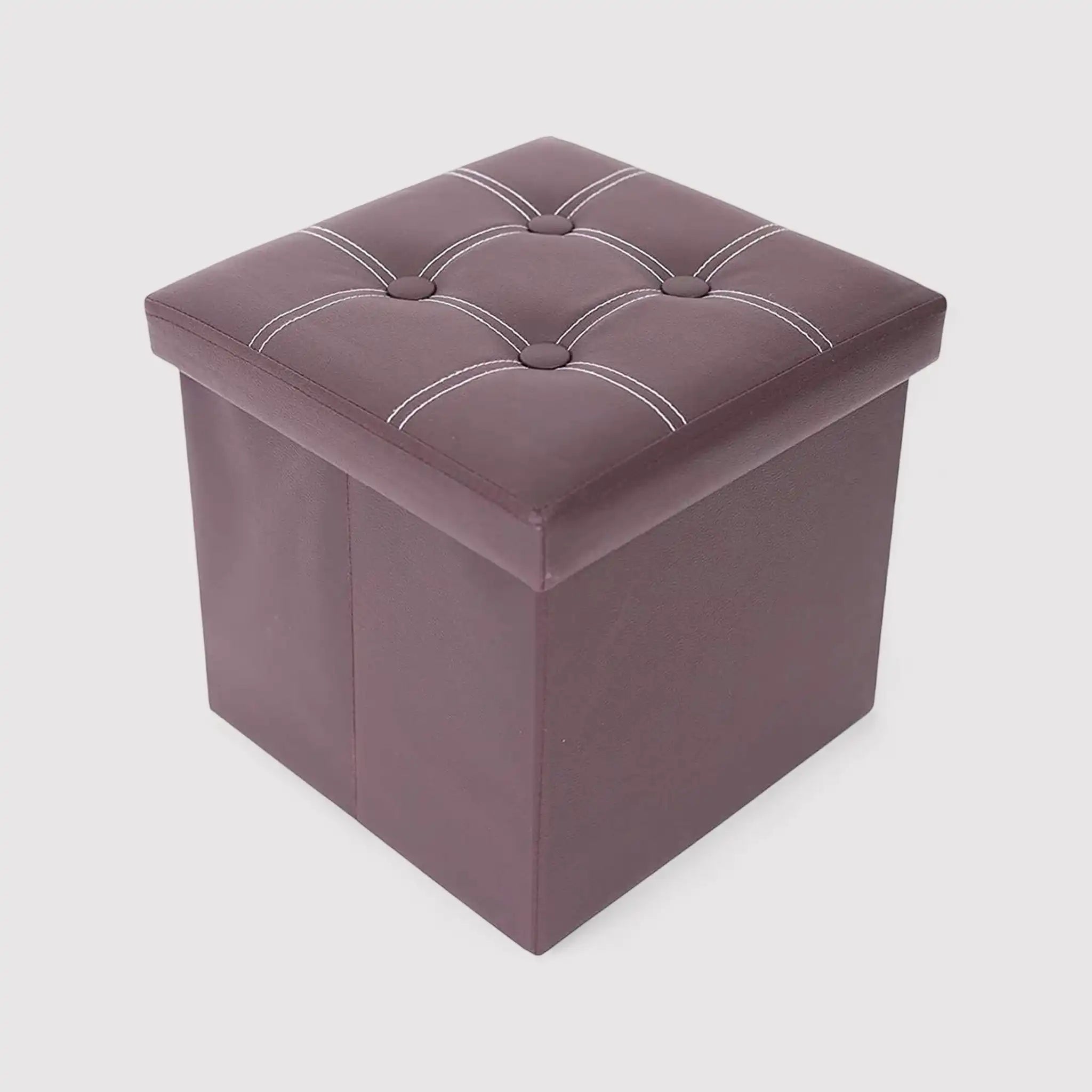 Lewisia - Pouf contenitore quadrato marrone e imbottito