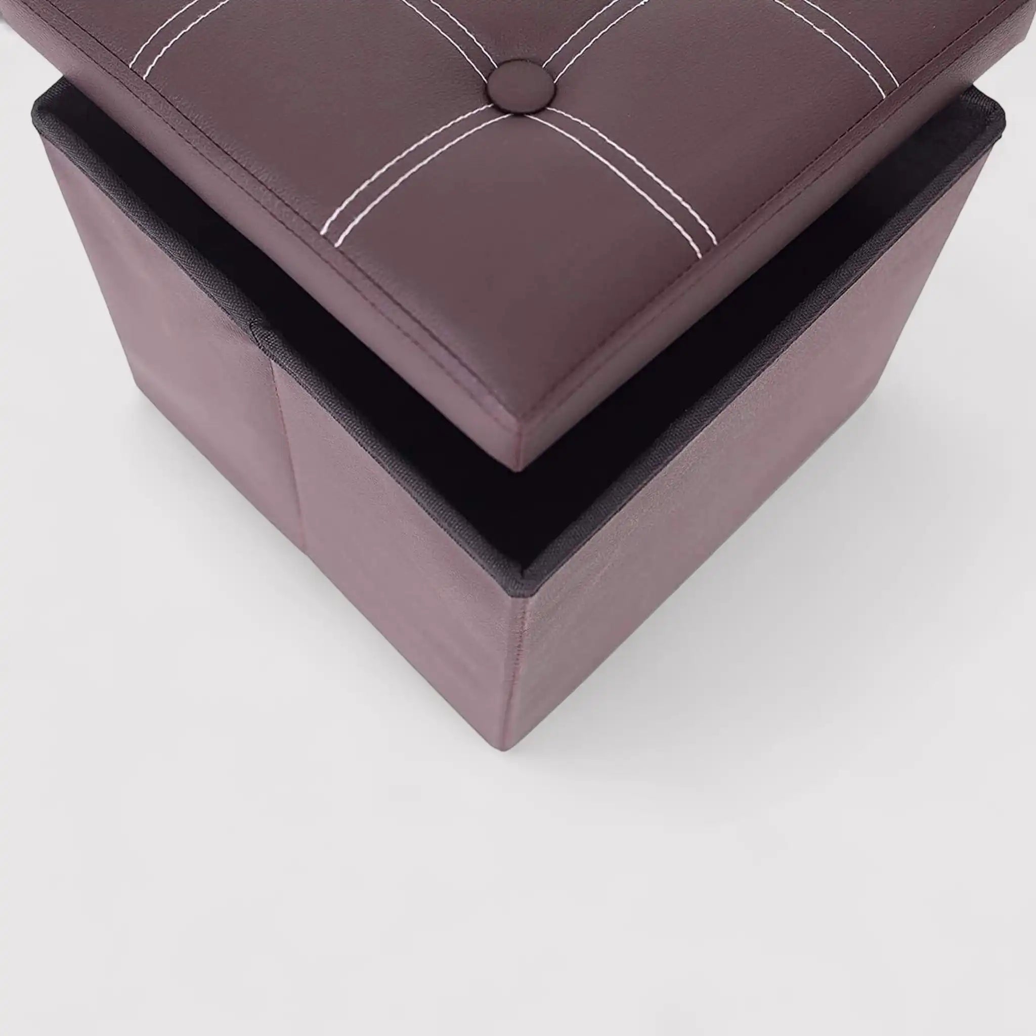 Lewisia - Pouf contenitore quadrato marrone e imbottito