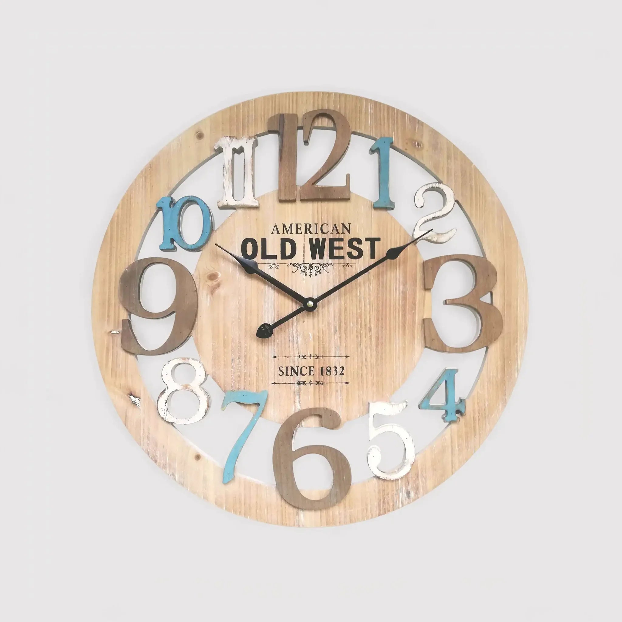 Horloge murale moderne avec chiffres en bleu et blanc