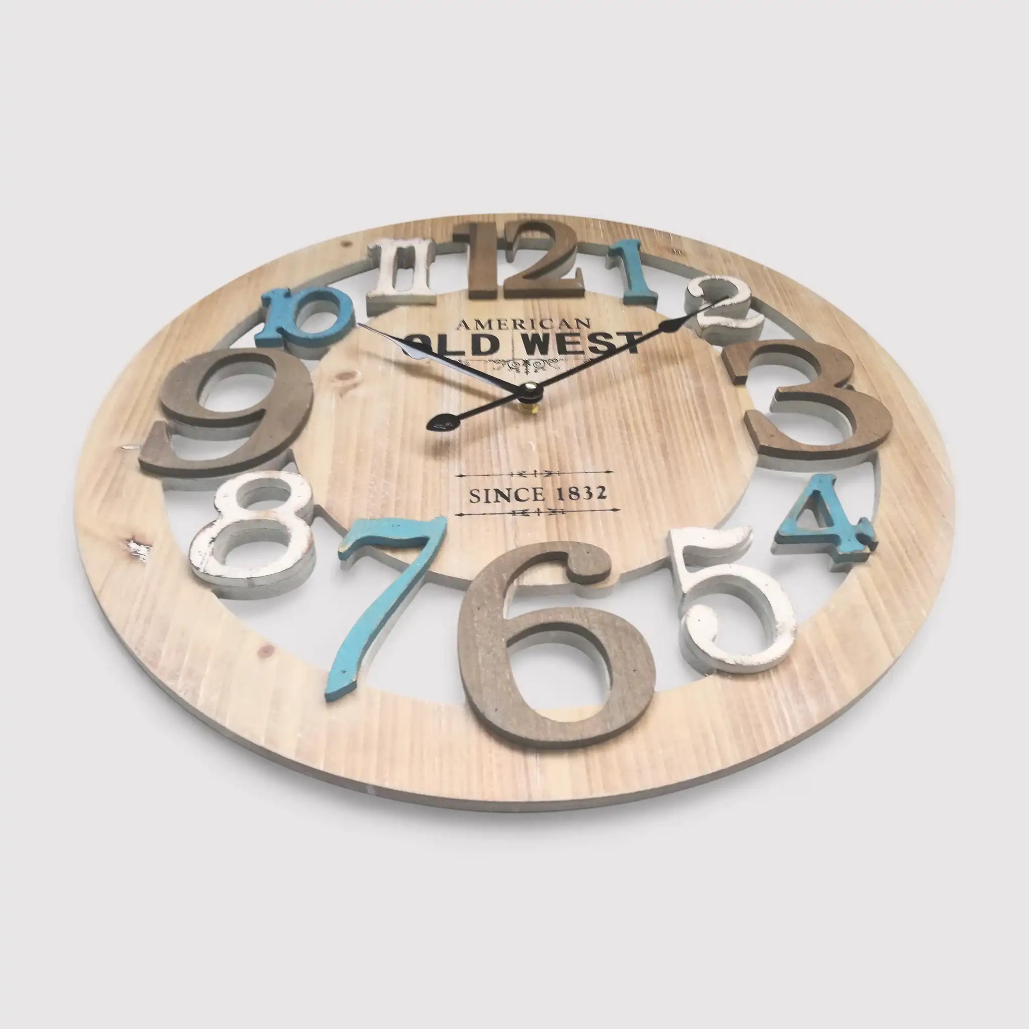 Oxalis - Orologio da parete moderno con numeri azzurri e bianchi