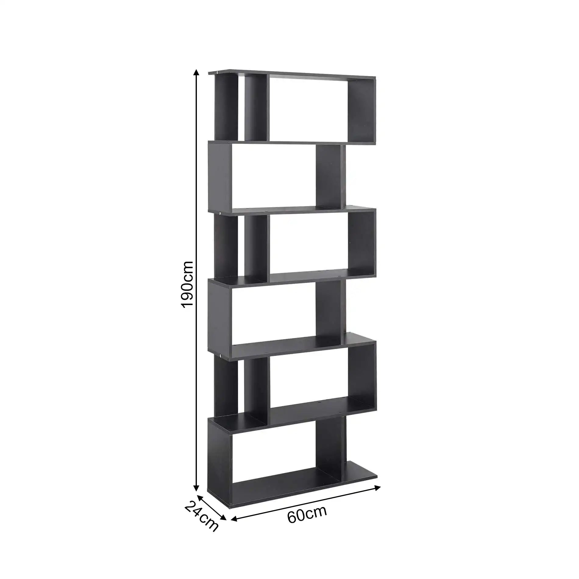 Anemone - Libreria moderna nera con 6 ripiani a scaffale