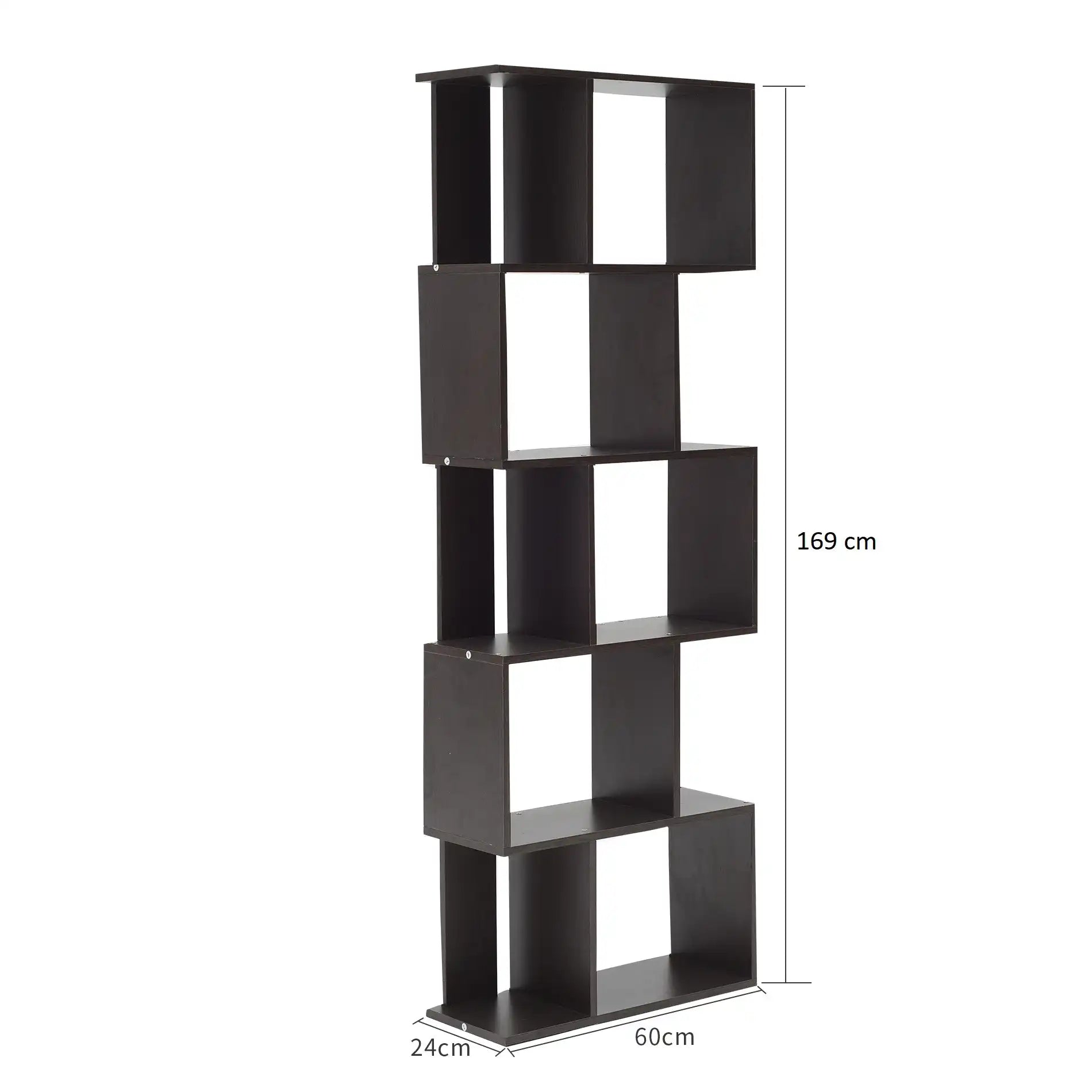 Taro - Libreria moderna a scaffali marrone wengé con 5 ripiani