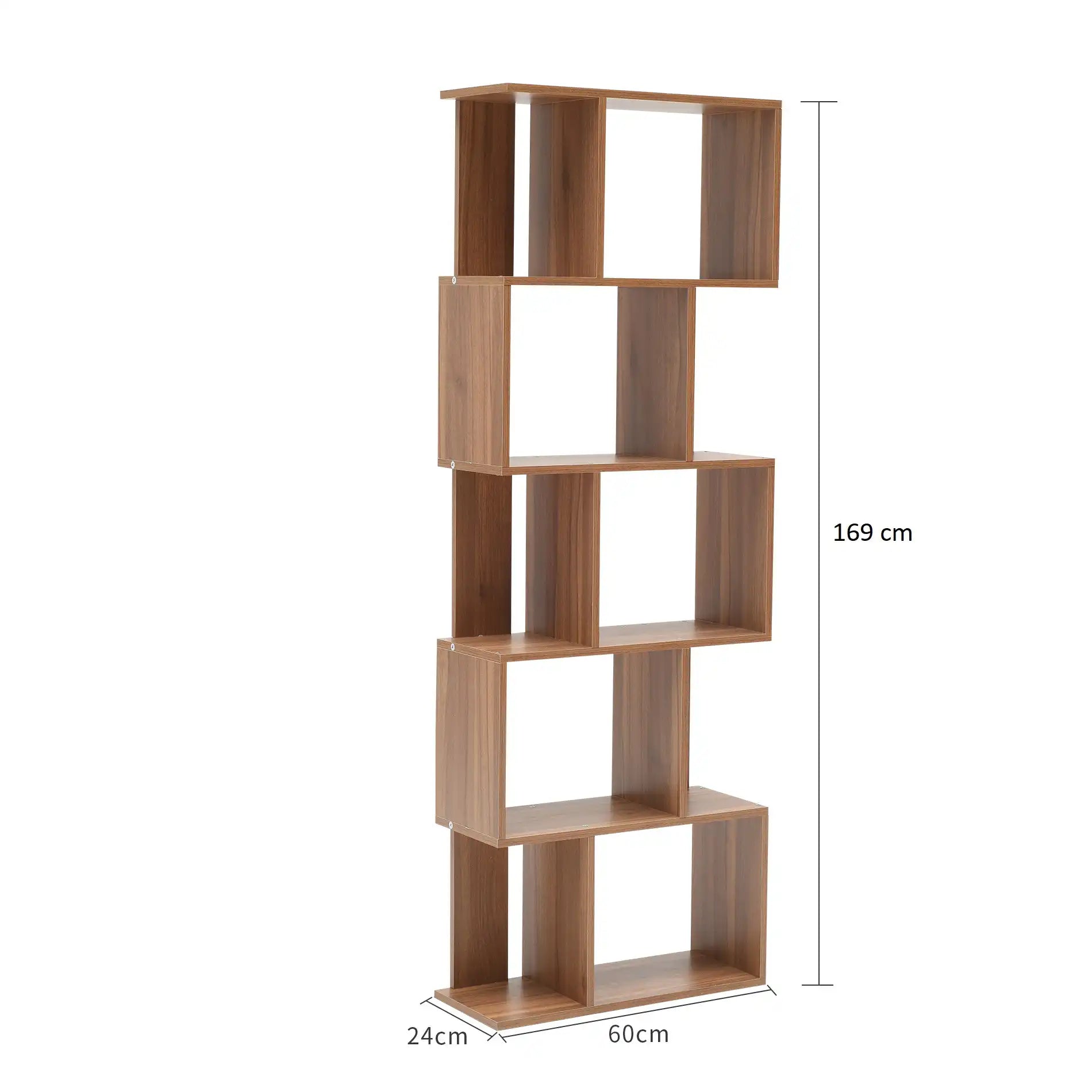 Thunbergia - Libreria marrone color rovere con 5 mensole