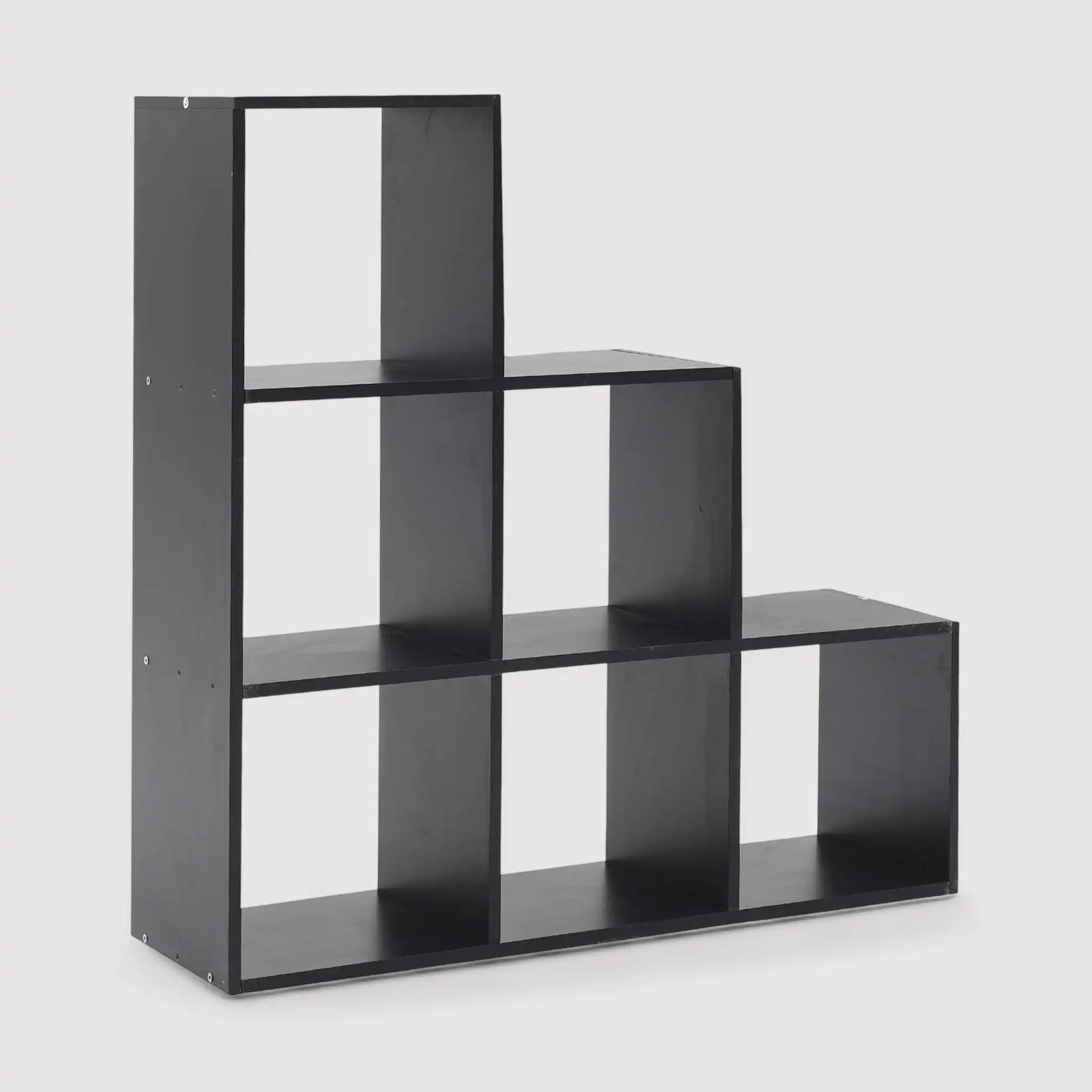 Eucalipto - Libreria nera a scala con 6 vani a cubo