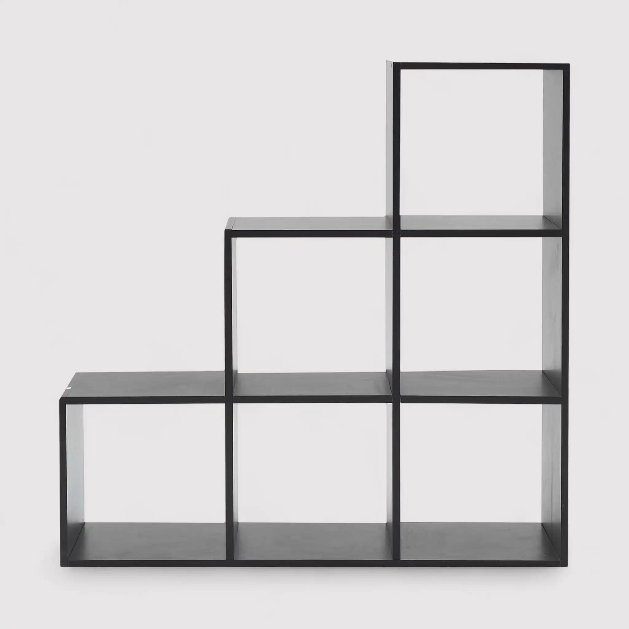 Eucalipto - Libreria nera a scala con 6 vani a cubo