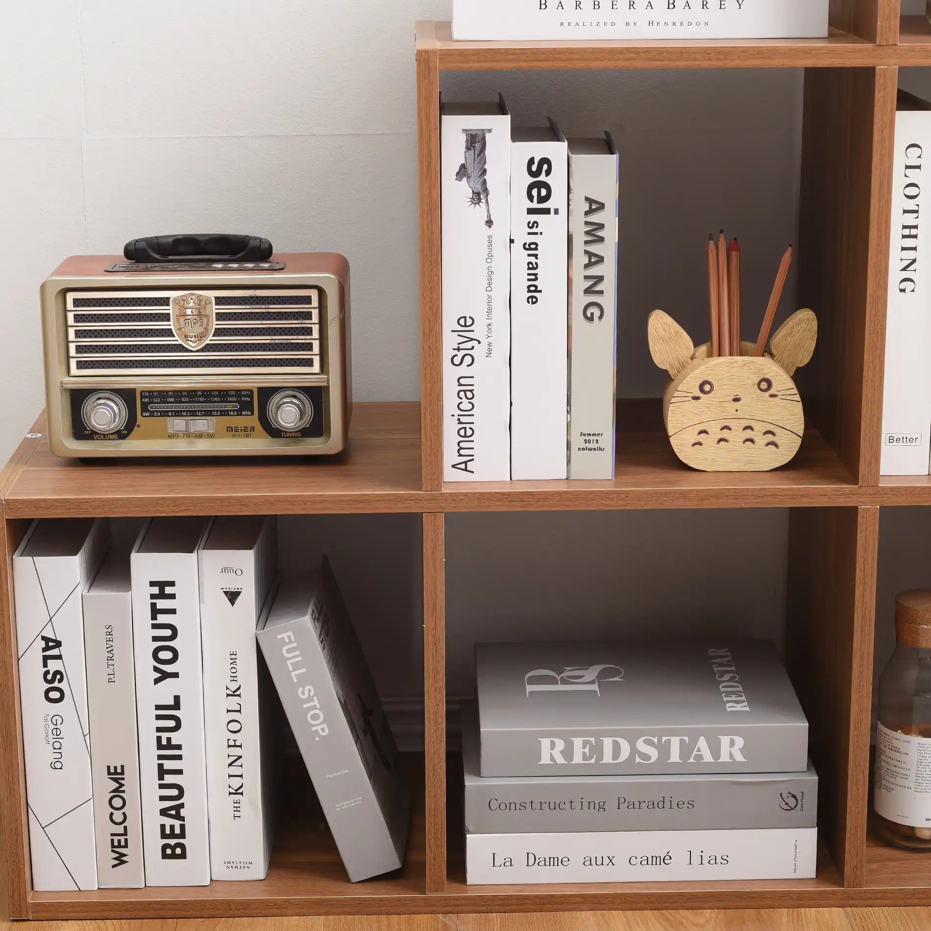 Caprifoglio - Libreria a scala color rovere a 6 vani