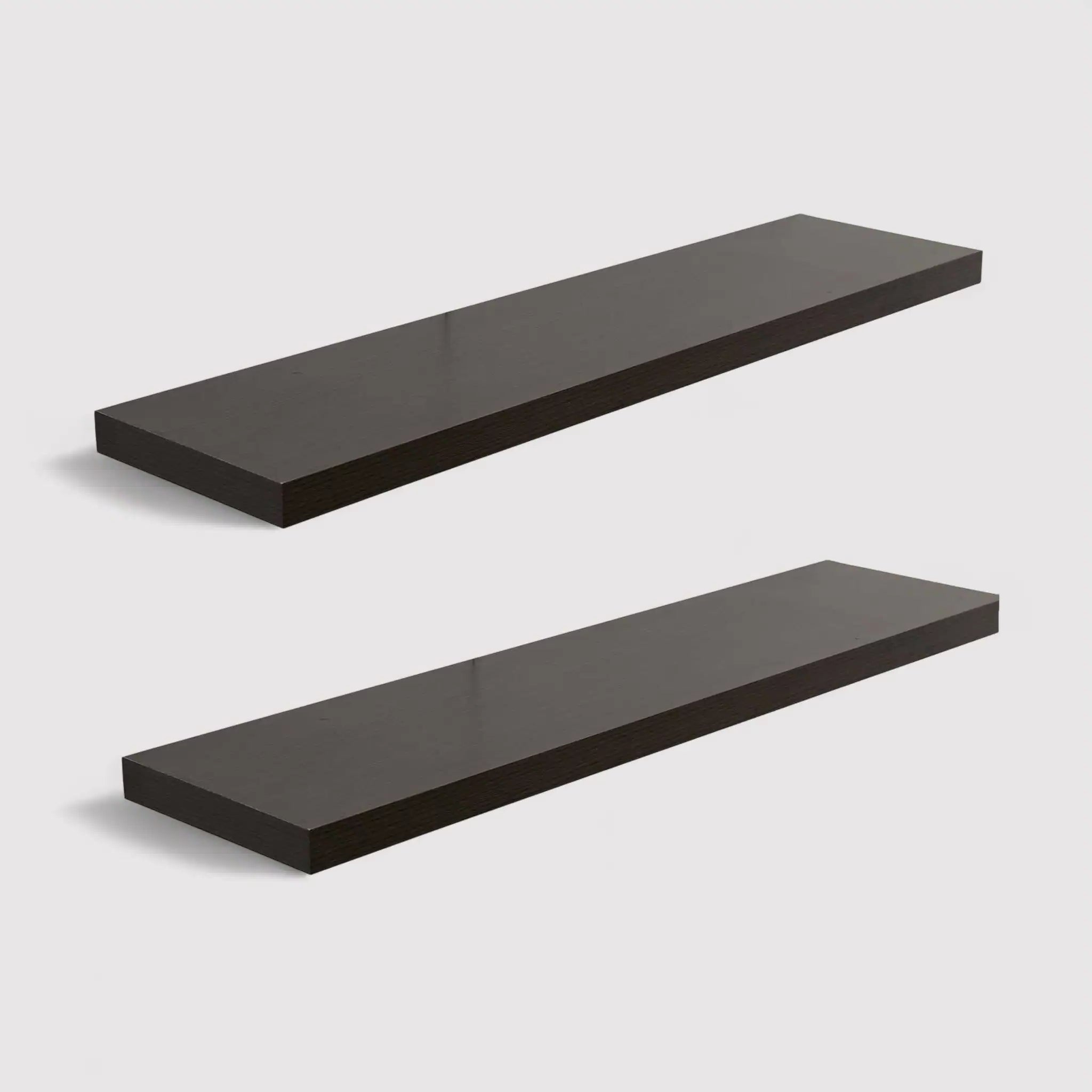 Aucuba - Set di 2 mensole marrone wengé in stile moderno