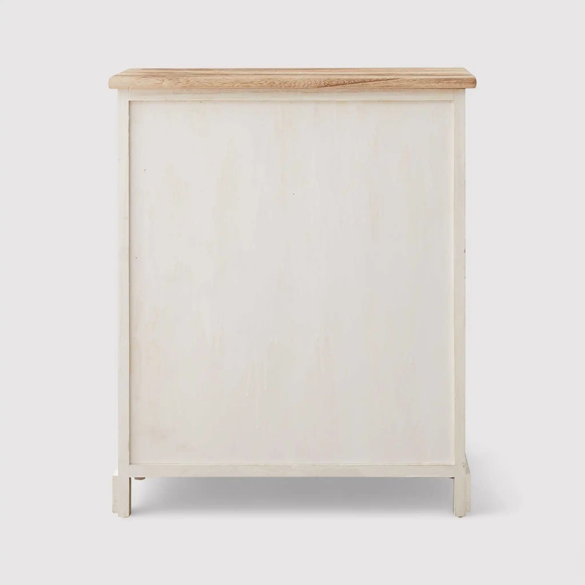 Lino - Credenza bianca con 4 cassetti e 1 anta marroni