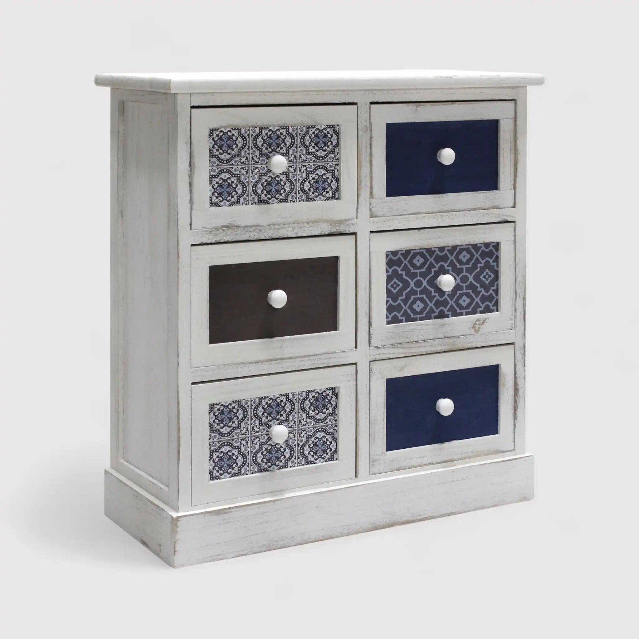 Agatea - Cassettiera piccola bianca in stile coastal