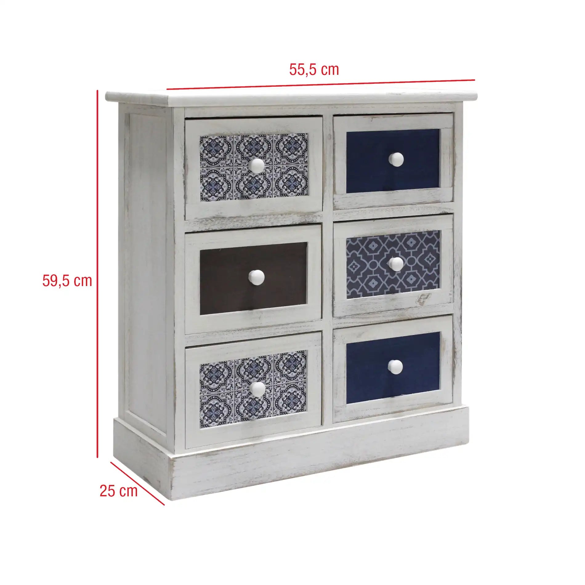 Agatea - Cassettiera piccola bianca in stile coastal