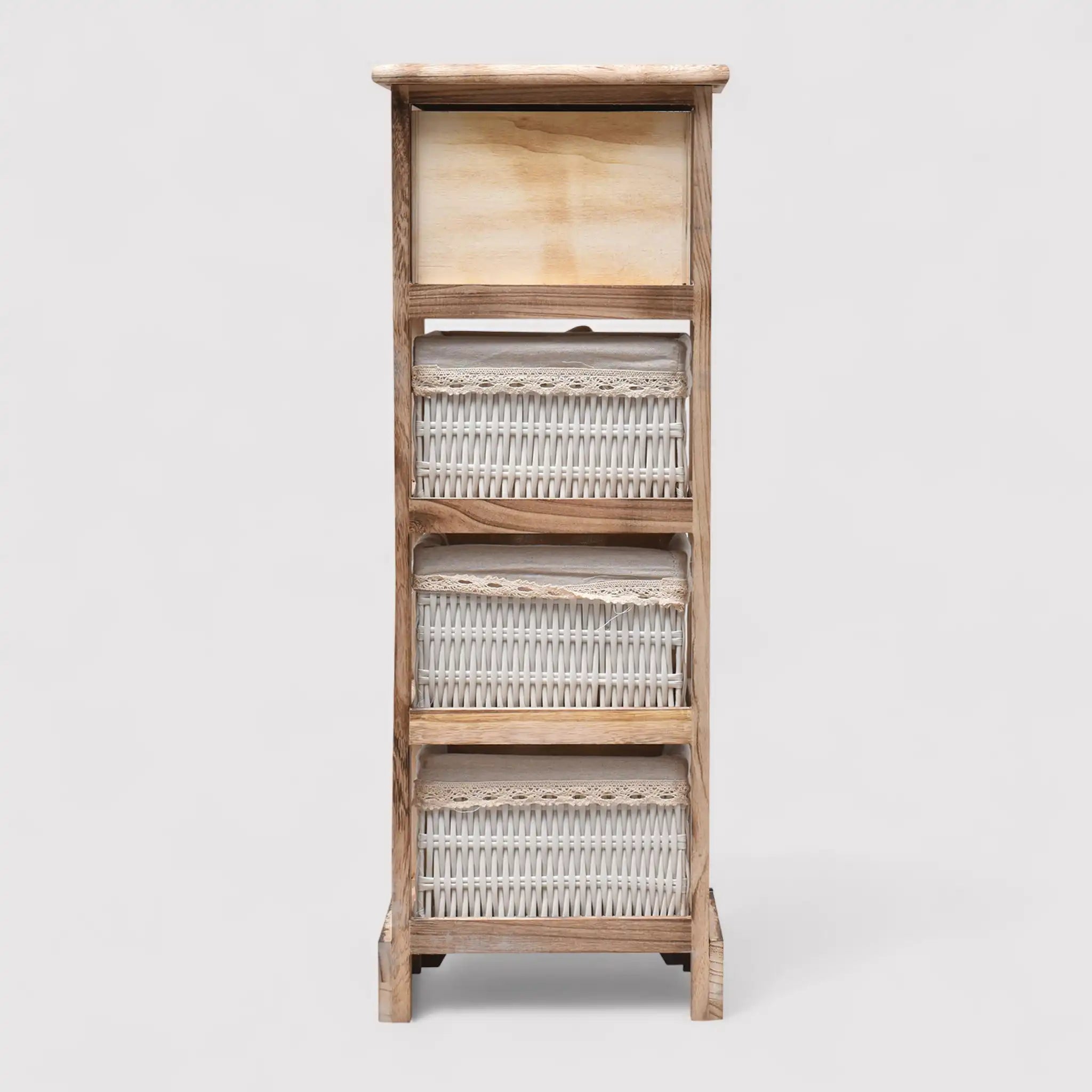 Peonia - Cassettiera provenzale con 1 cassetto e 3 ceste