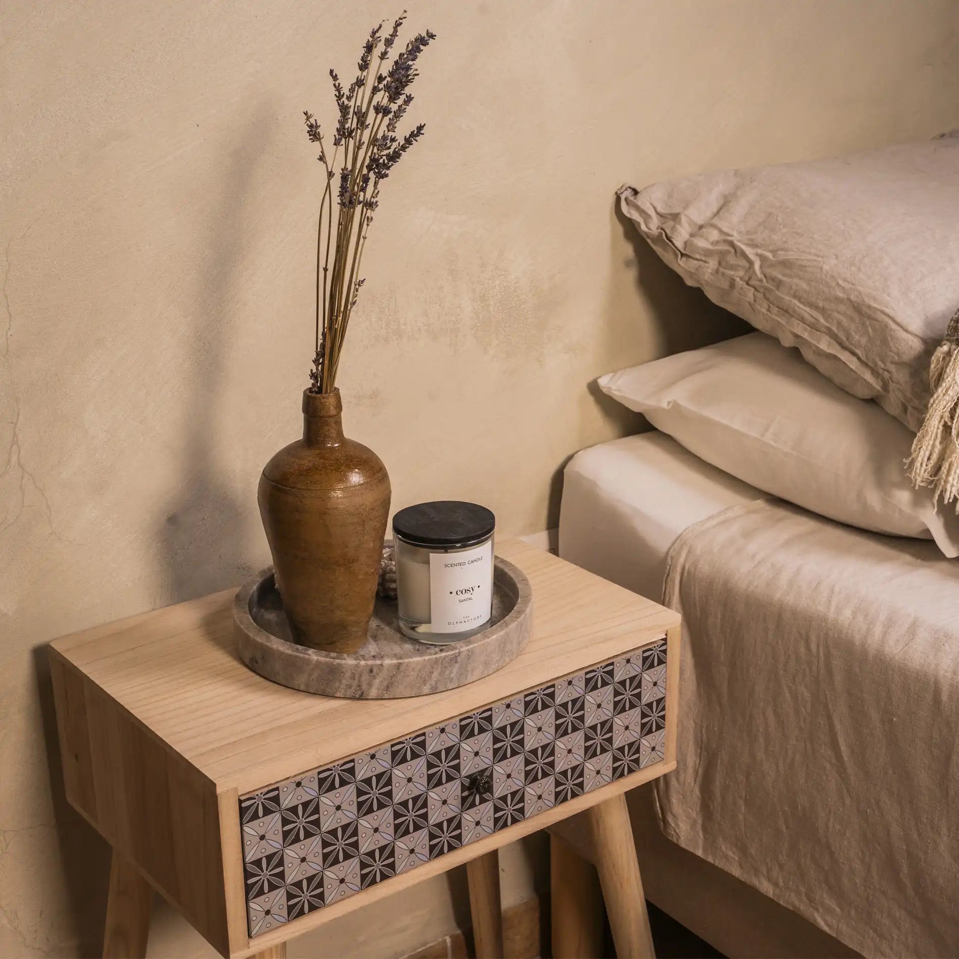 Narciso - Comodino design quadrato in stile scandinavo