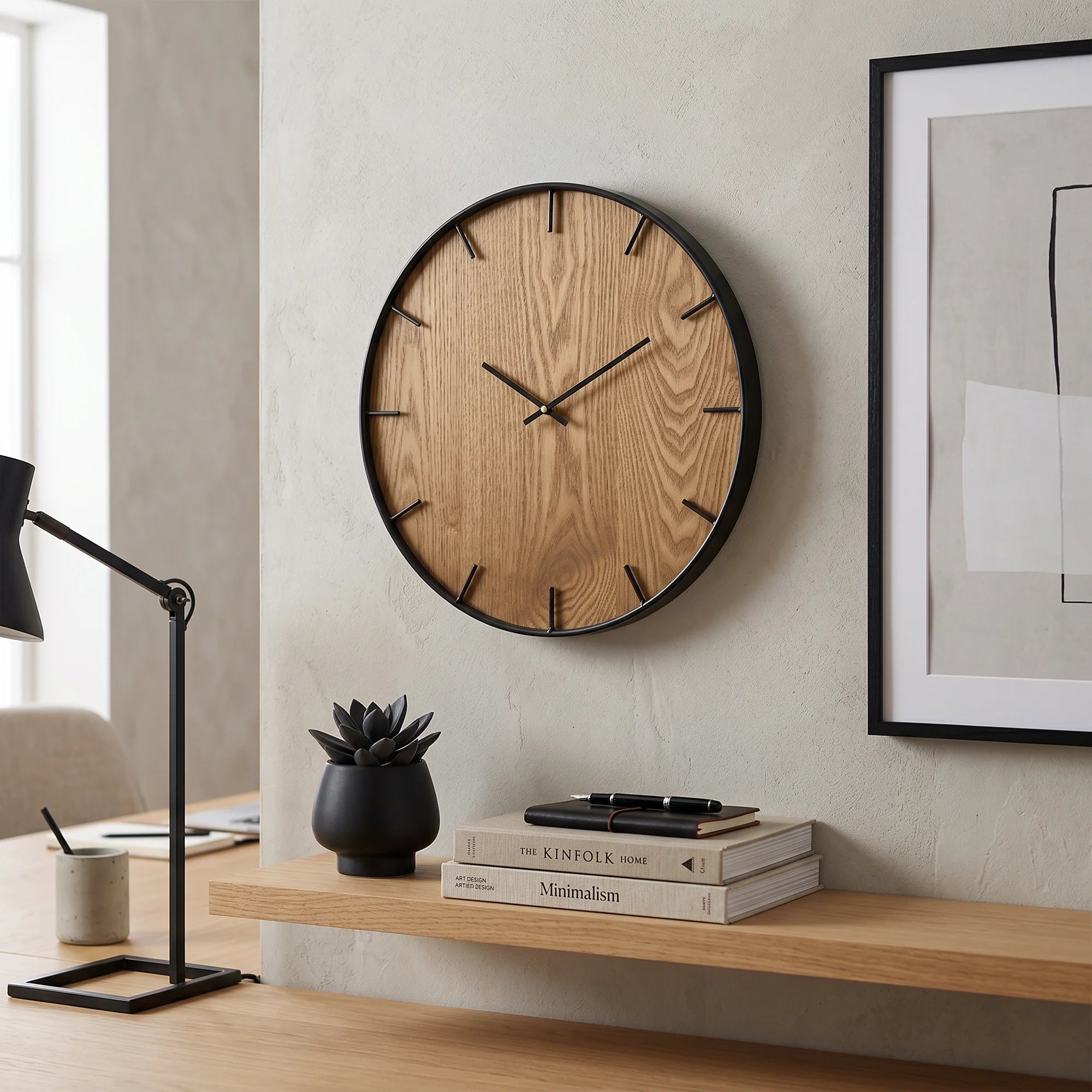 Castano - Orologio da parete moderno nero e color legno