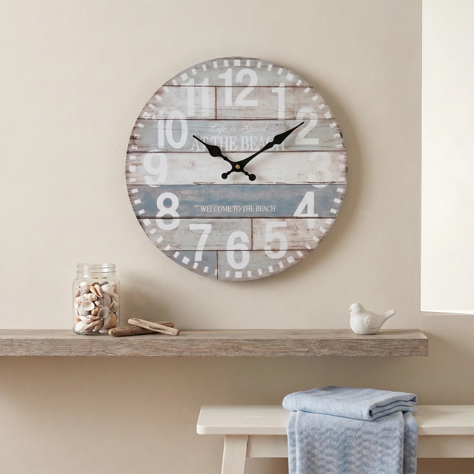 Oleandro - Orologio da parete vintage azzurro e bianco