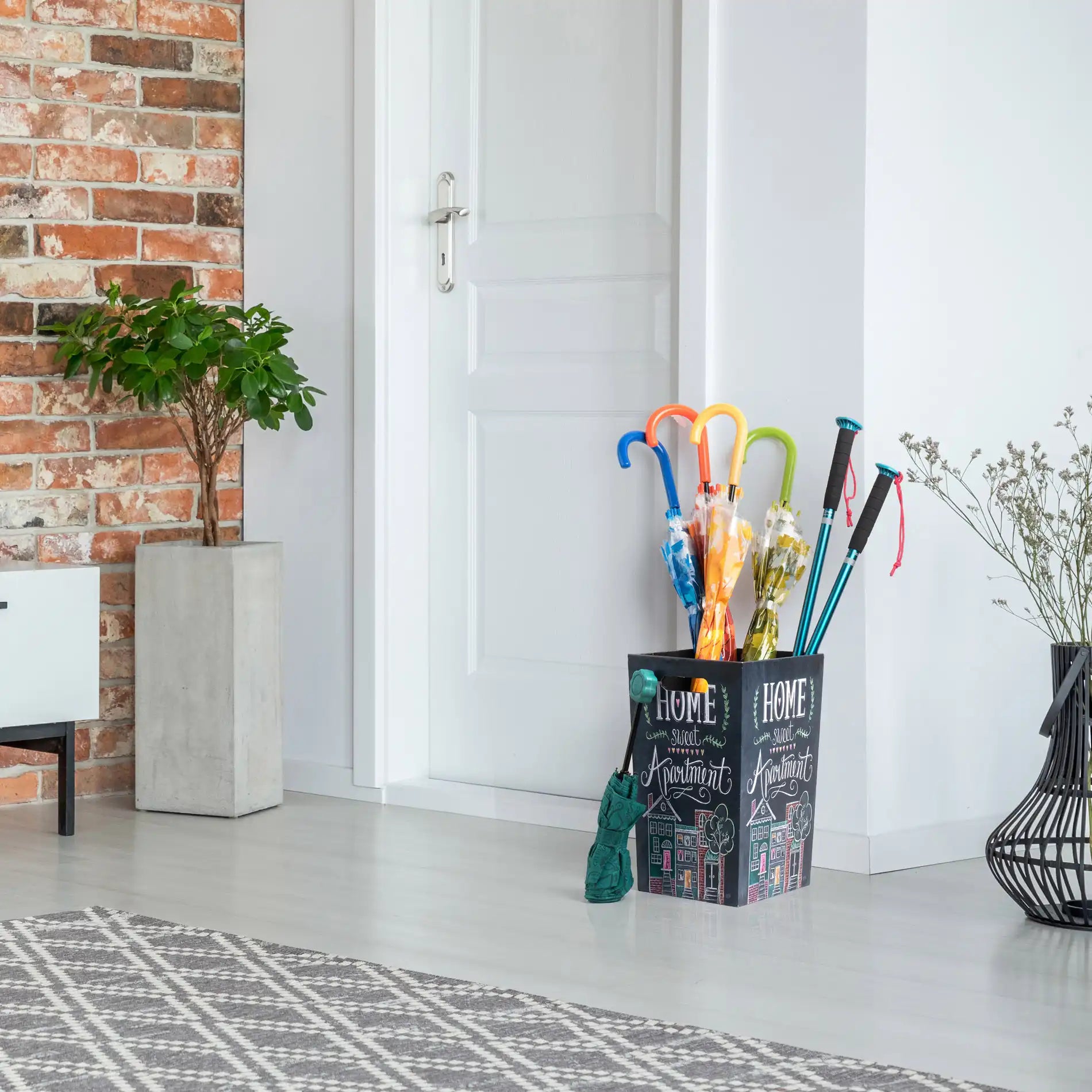 Cordyline - Portaombrelli grigio e bianco per ingresso di casa