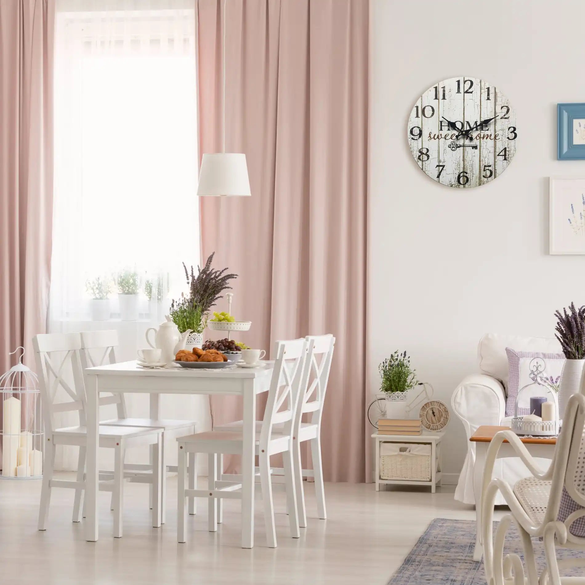 Mimosa - Orologio decorativo bianco in stile shabby chic