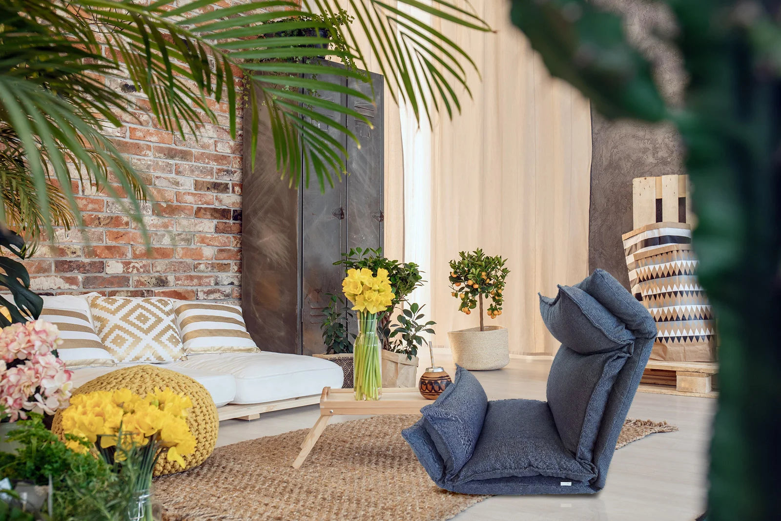 Calla - Poltrona da meditazione blue denim reclinabile