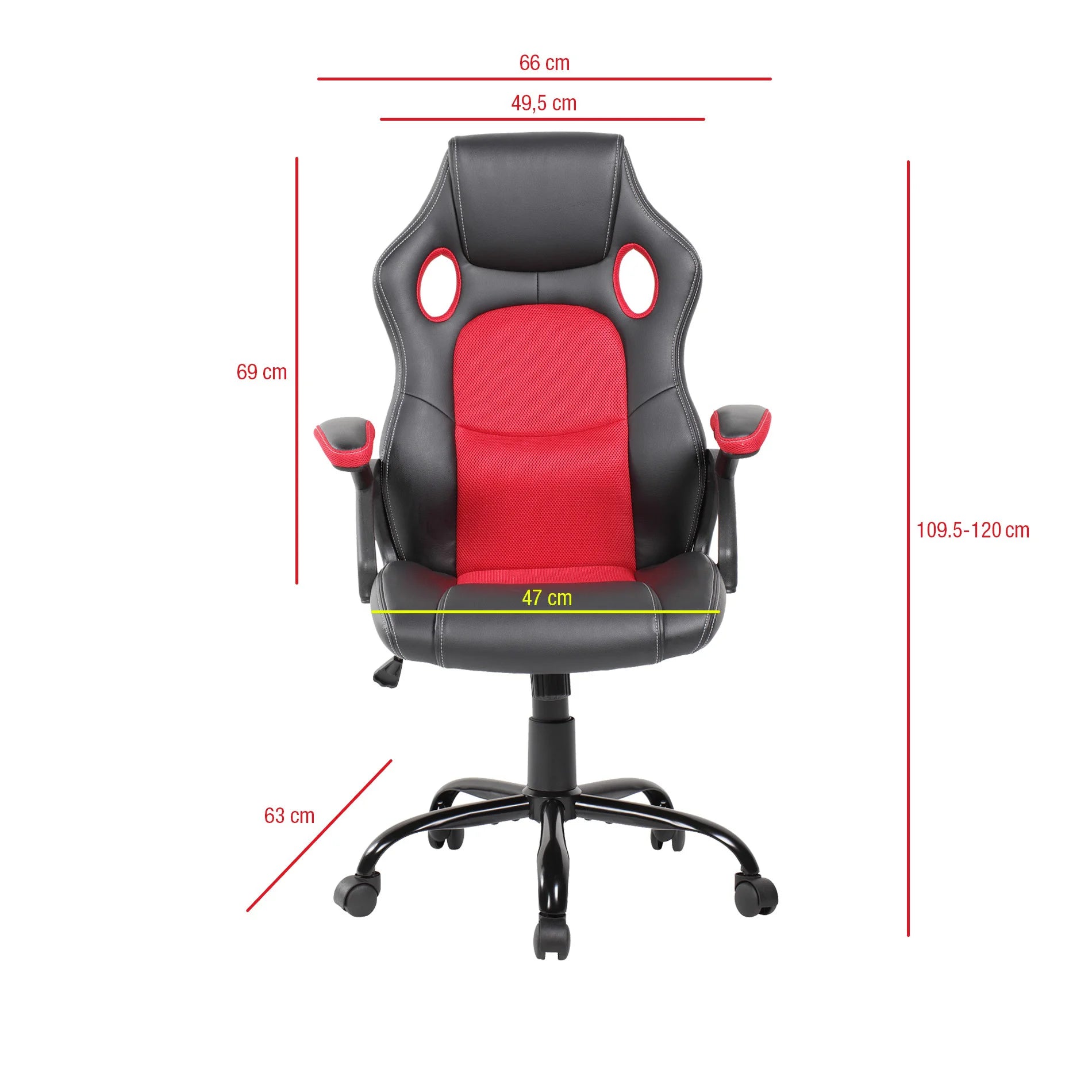 Leonotis - Poltrona da ufficio ergonomica rossa e nera