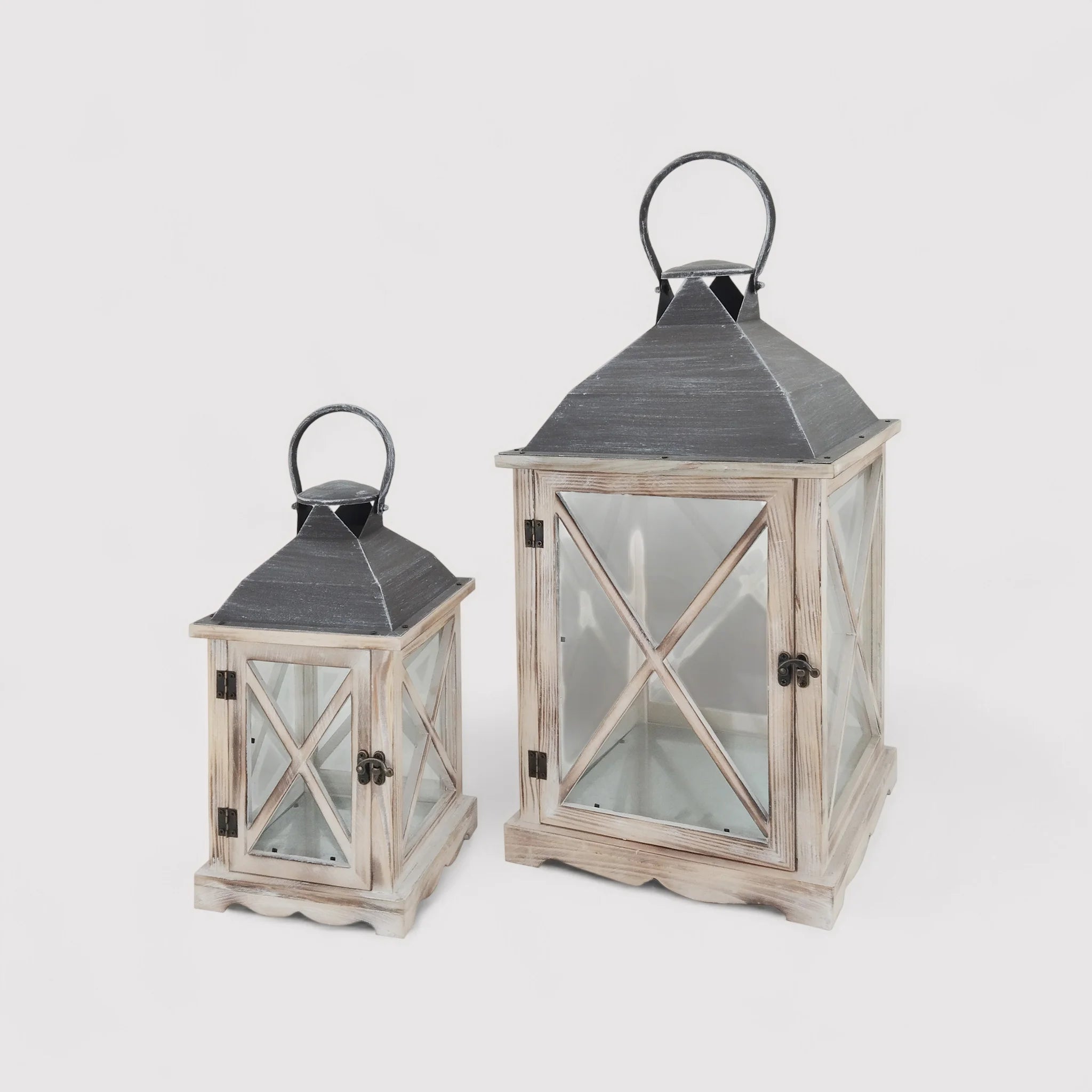 Coffea - Set di 2 lanterne portacandele in stile vintage