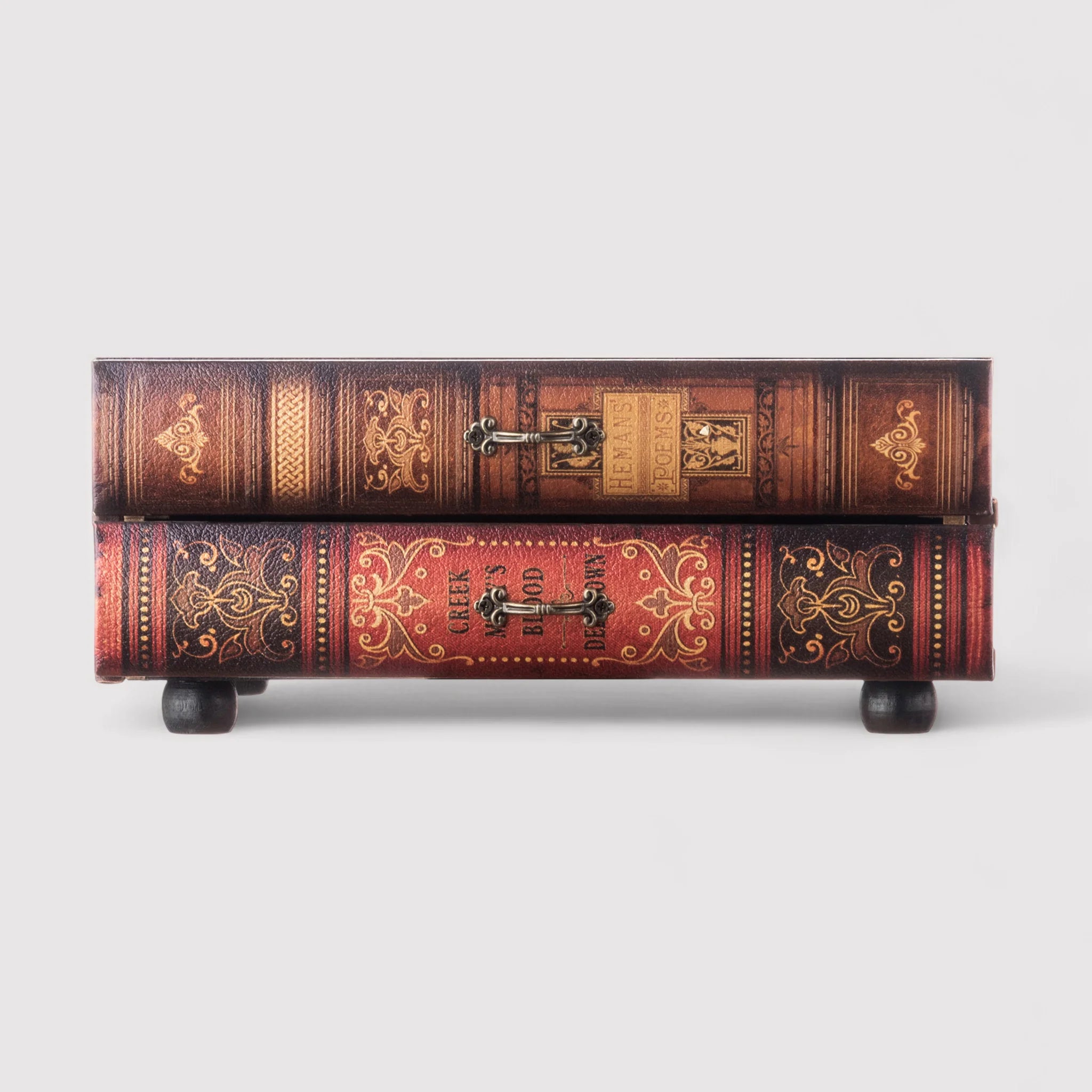 Colocasia - Cofanetto portagioie a libro finto con 2 cassetti