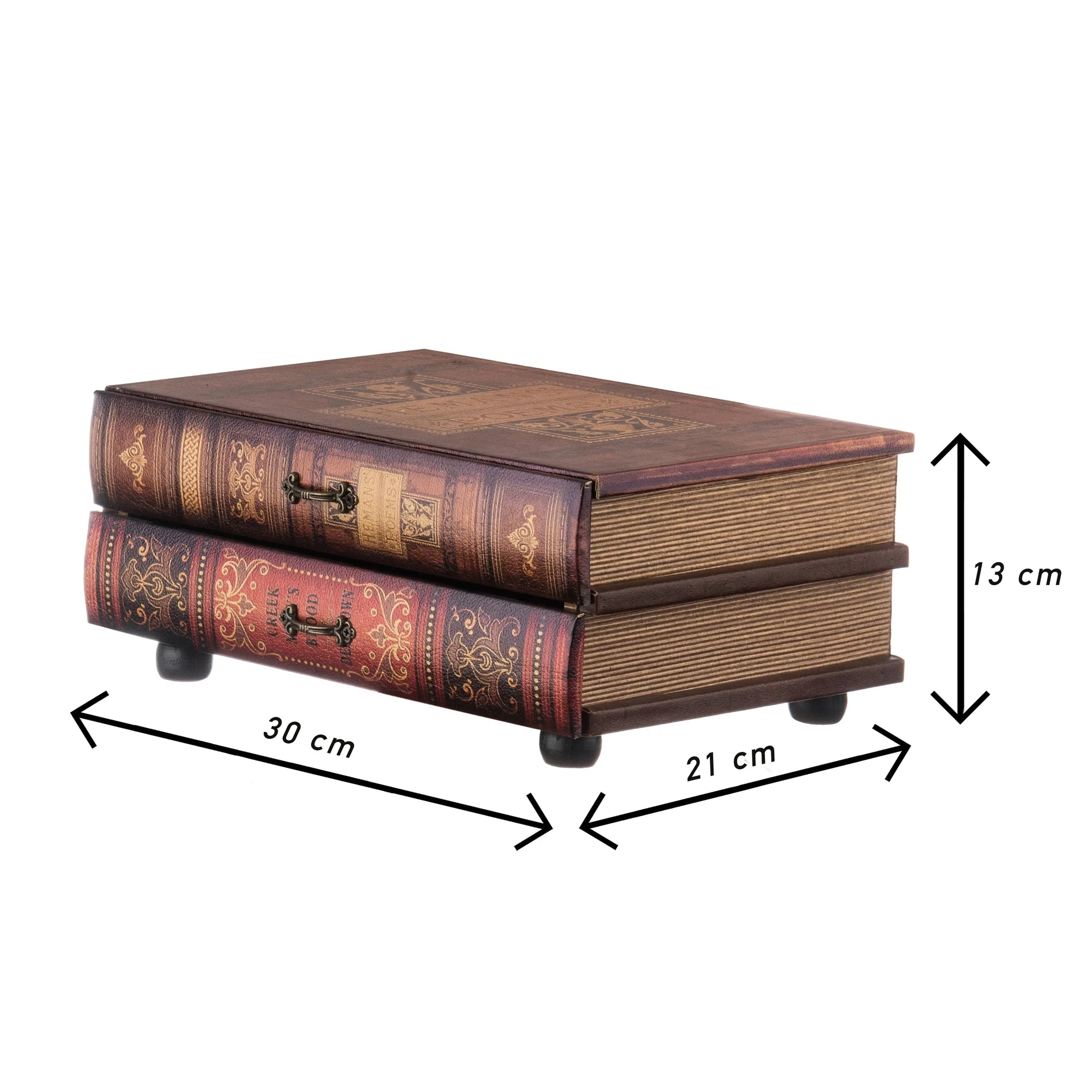 Colocasia - Cofanetto portagioie a libro finto con 2 cassetti