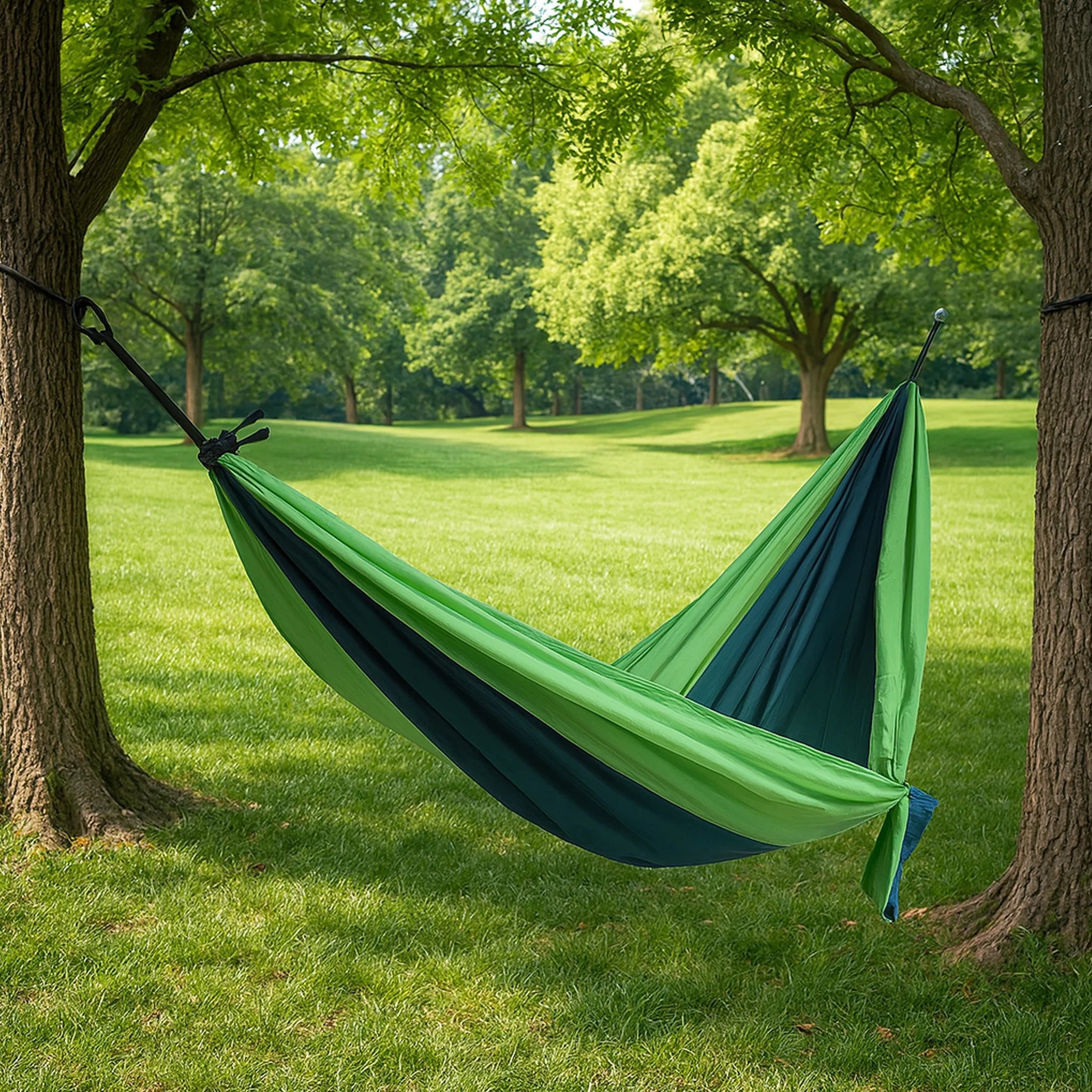 Bazra - Amaca verde da campeggio o giardino con sacca