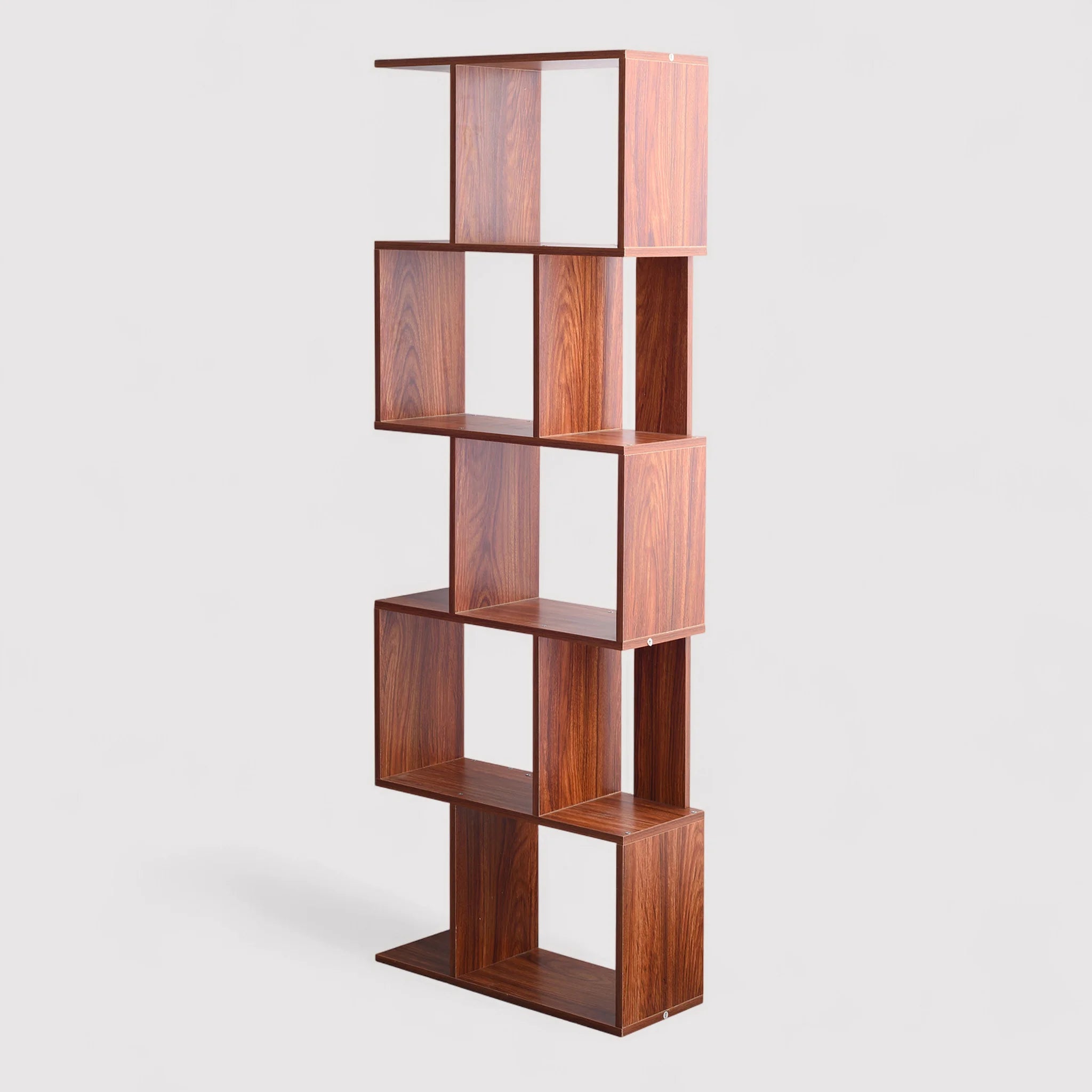 Singonio - Mobile libreria color noce con 5 scaffali