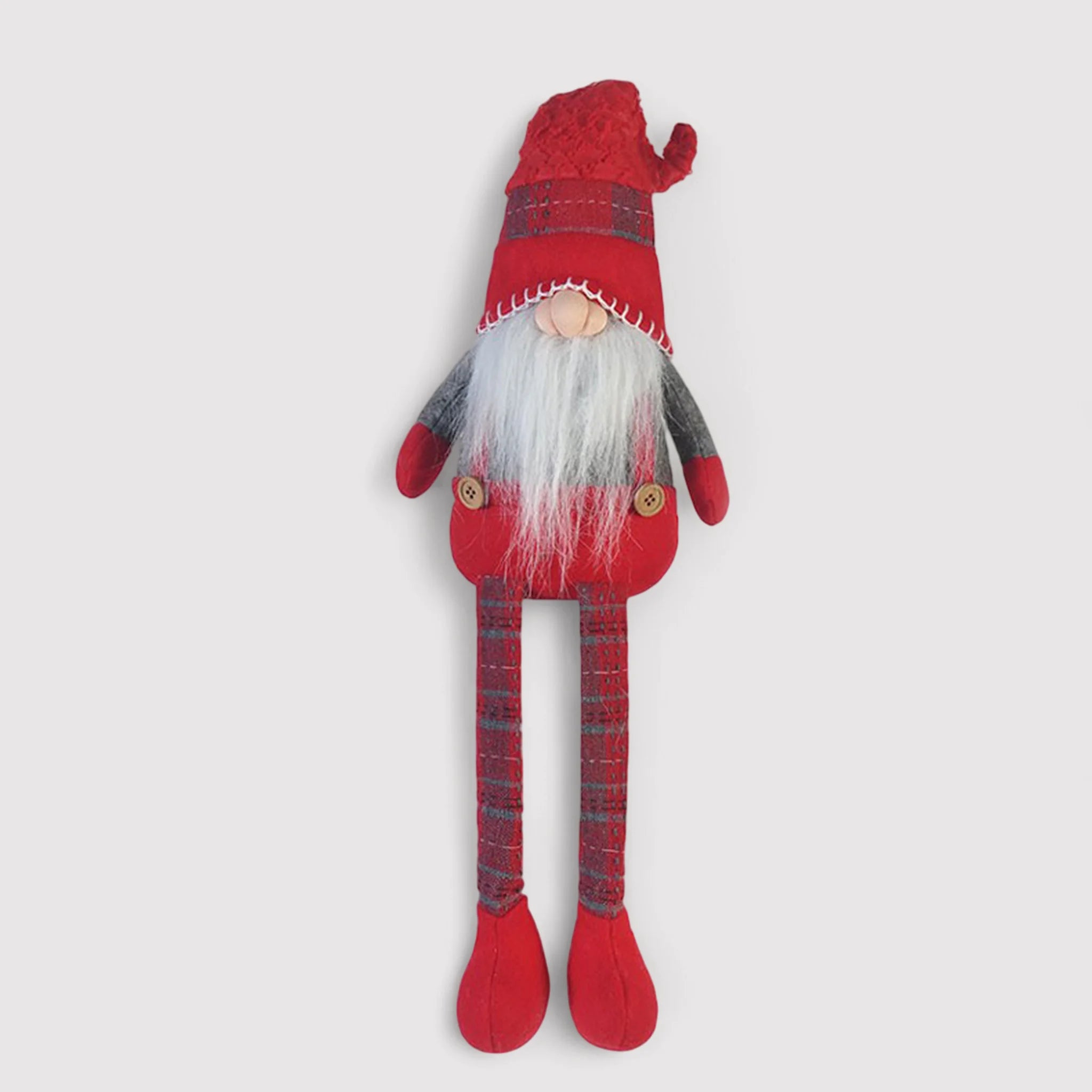 Gnomo di Natale fermaporta e decorativo con gambe lunghe